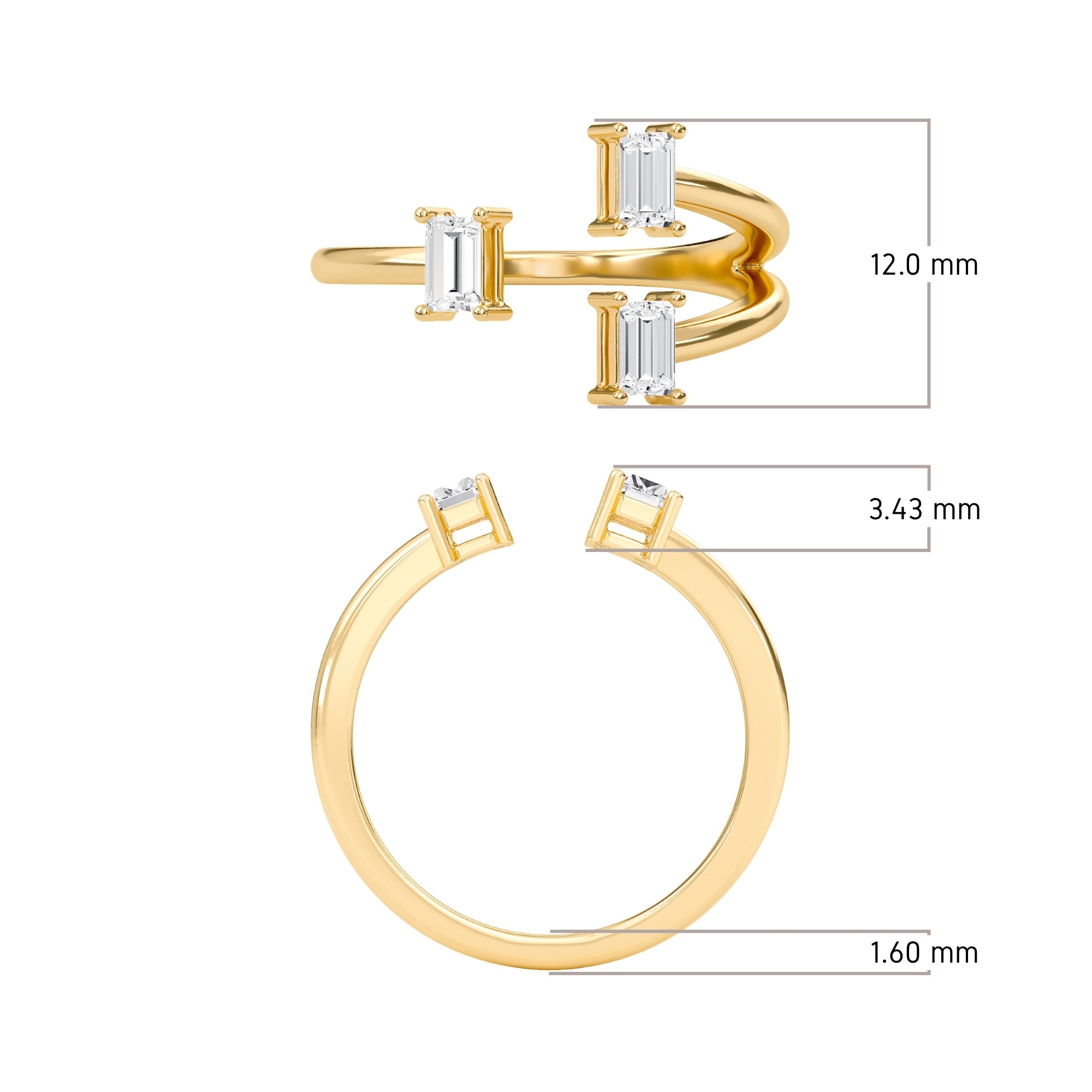 Three Stone Open Ring