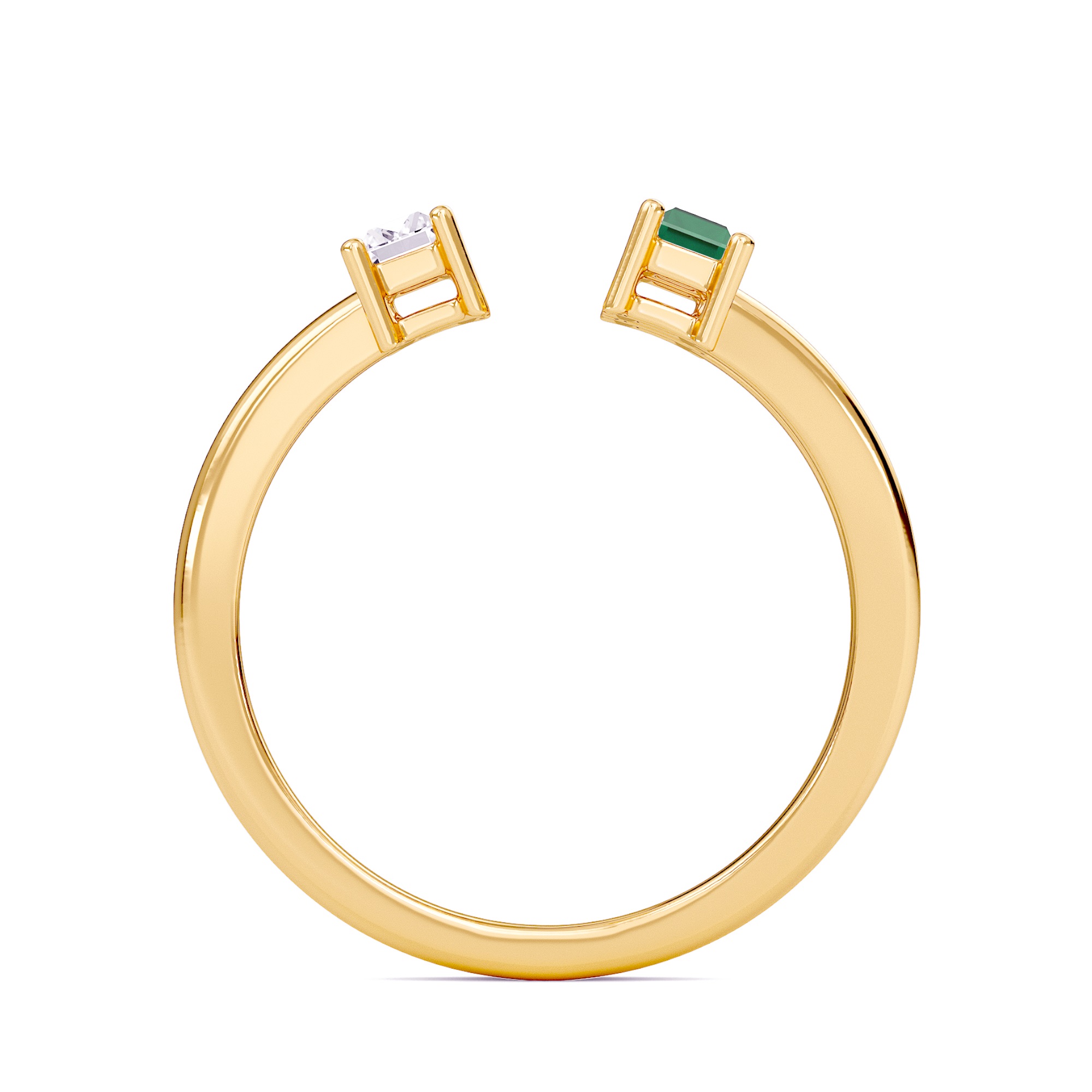 Three Stone Green Emerald Open Ring