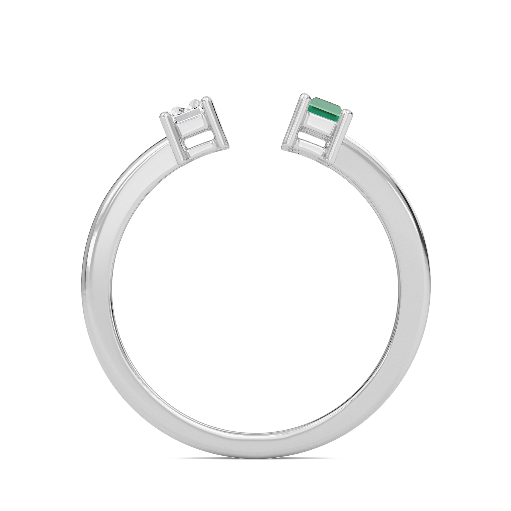 Three Stone Green Emerald Open Ring