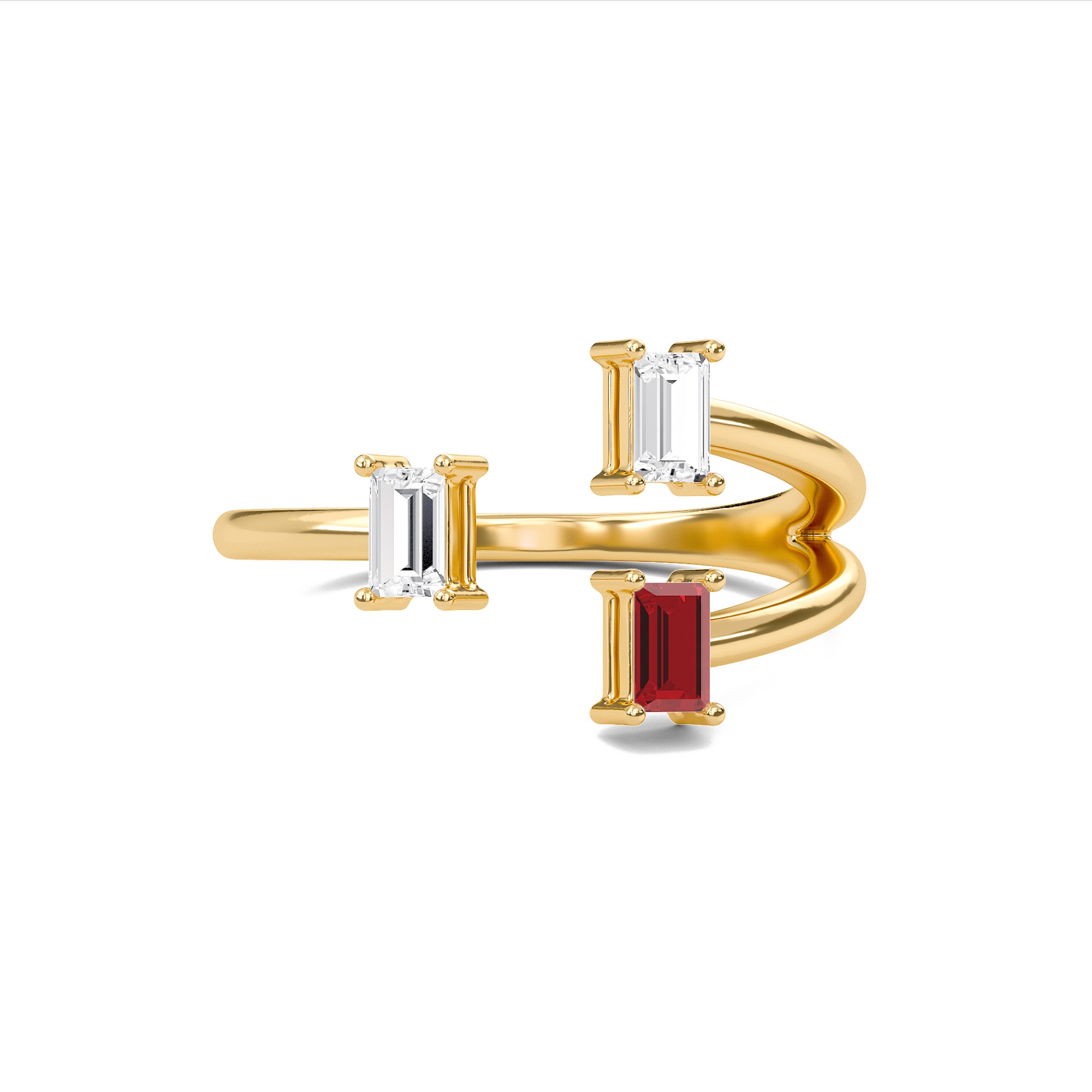 Three Stone Ruby Open Ring
