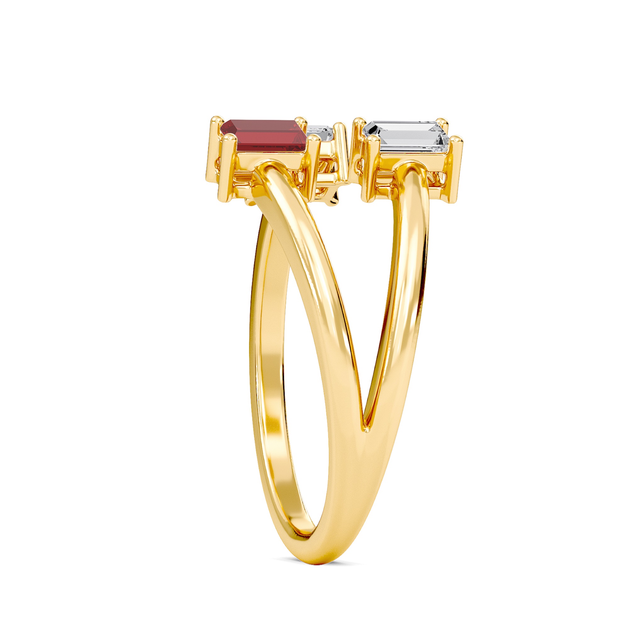 Three Stone Ruby Open Ring