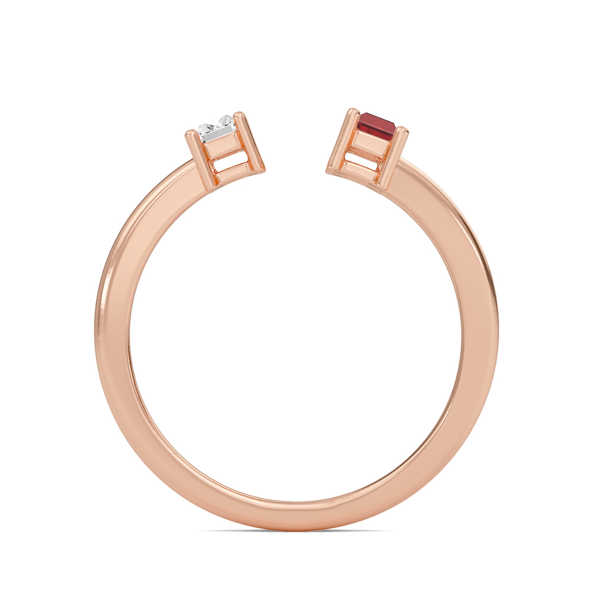Three Stone Ruby Open Ring