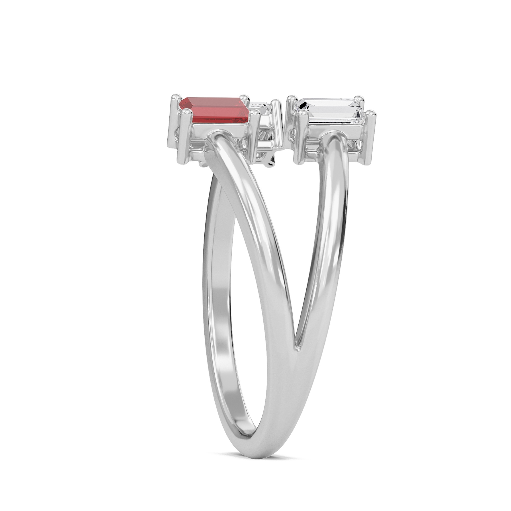 Three Stone Ruby Open Ring