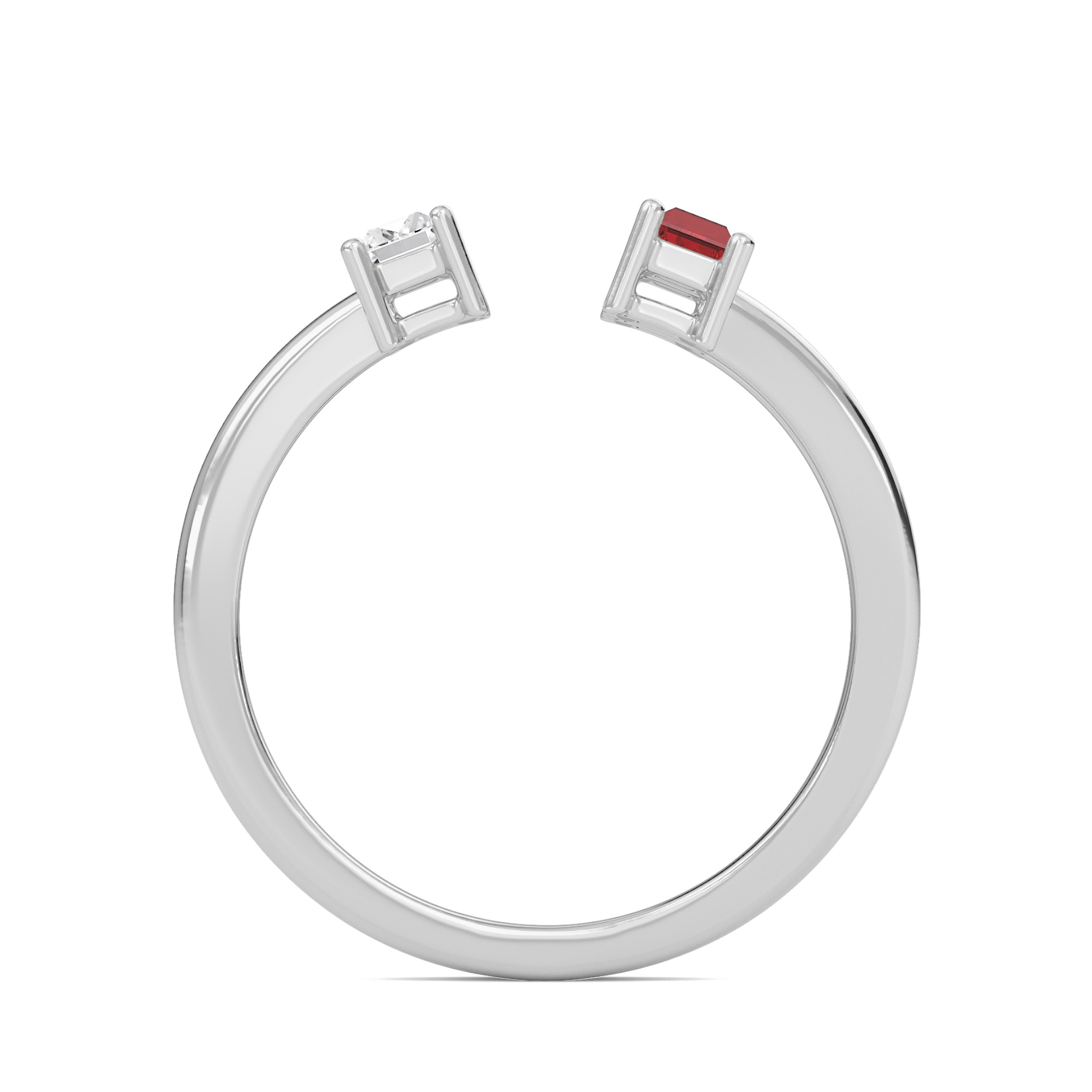 Three Stone Ruby Open Ring