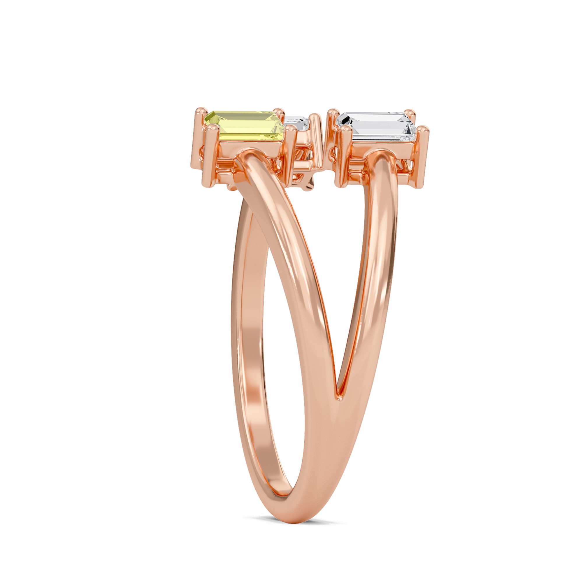 Three Stone Yellow Open Ring