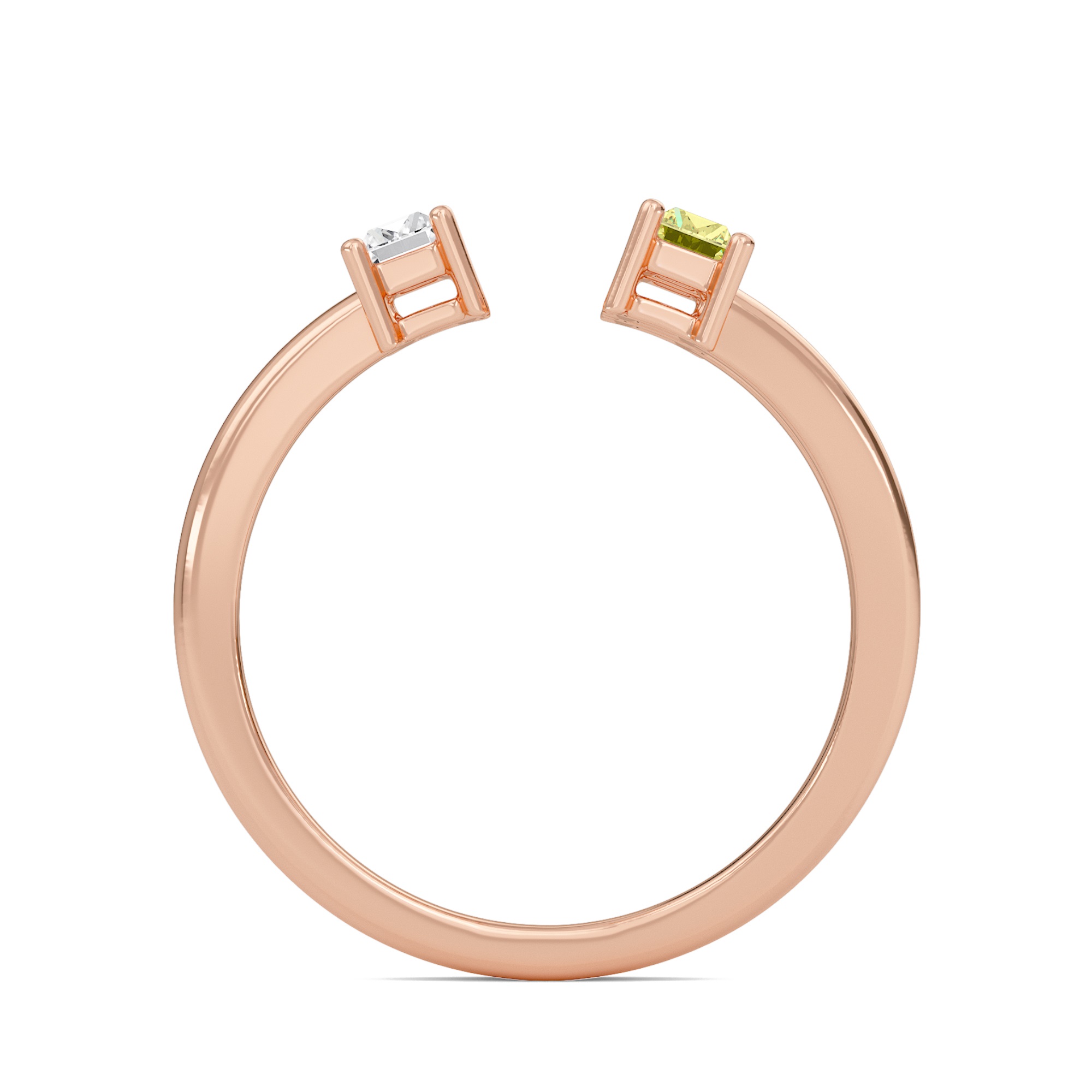 Three Stone Yellow Open Ring