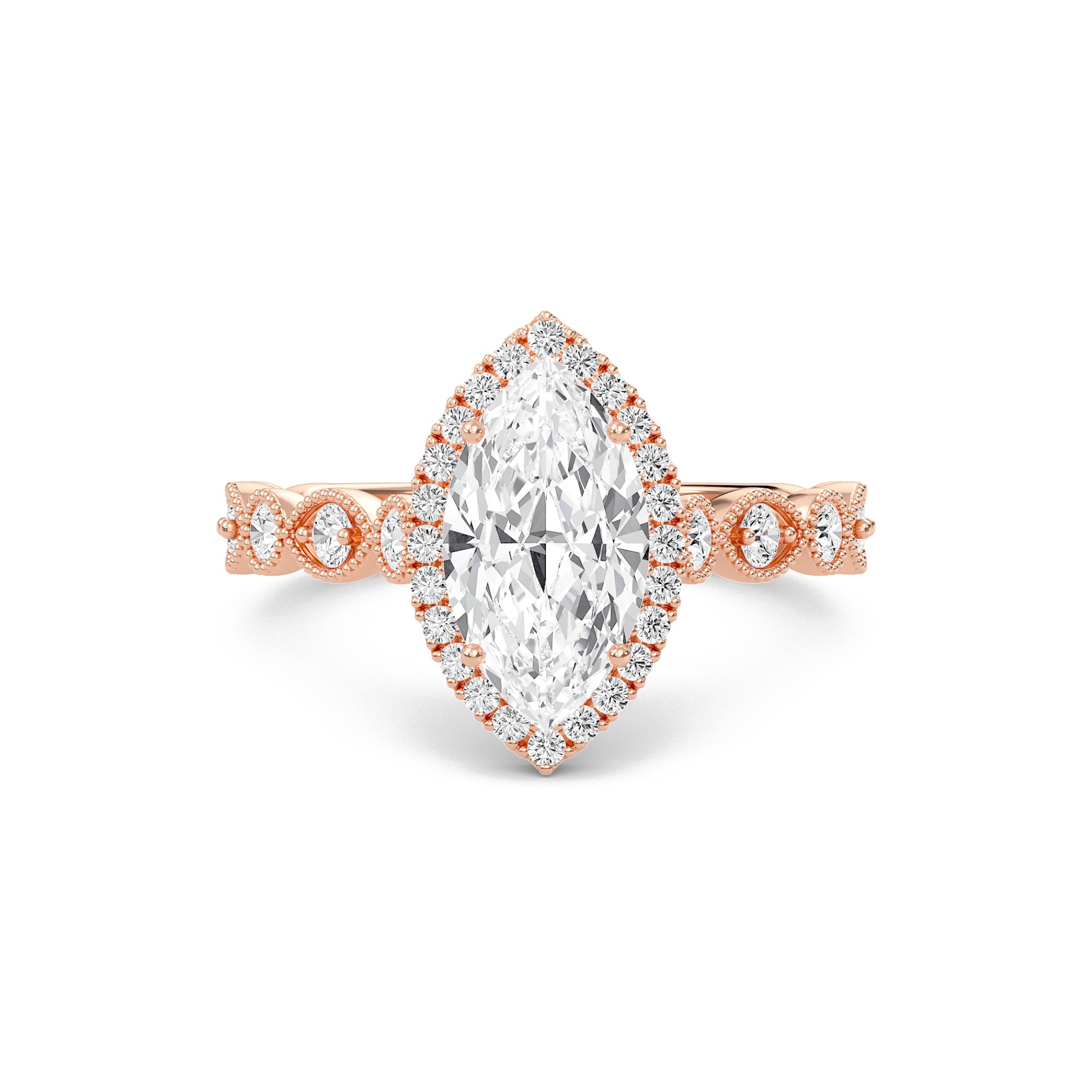 Cathedral Set Halo Side Stone Ring