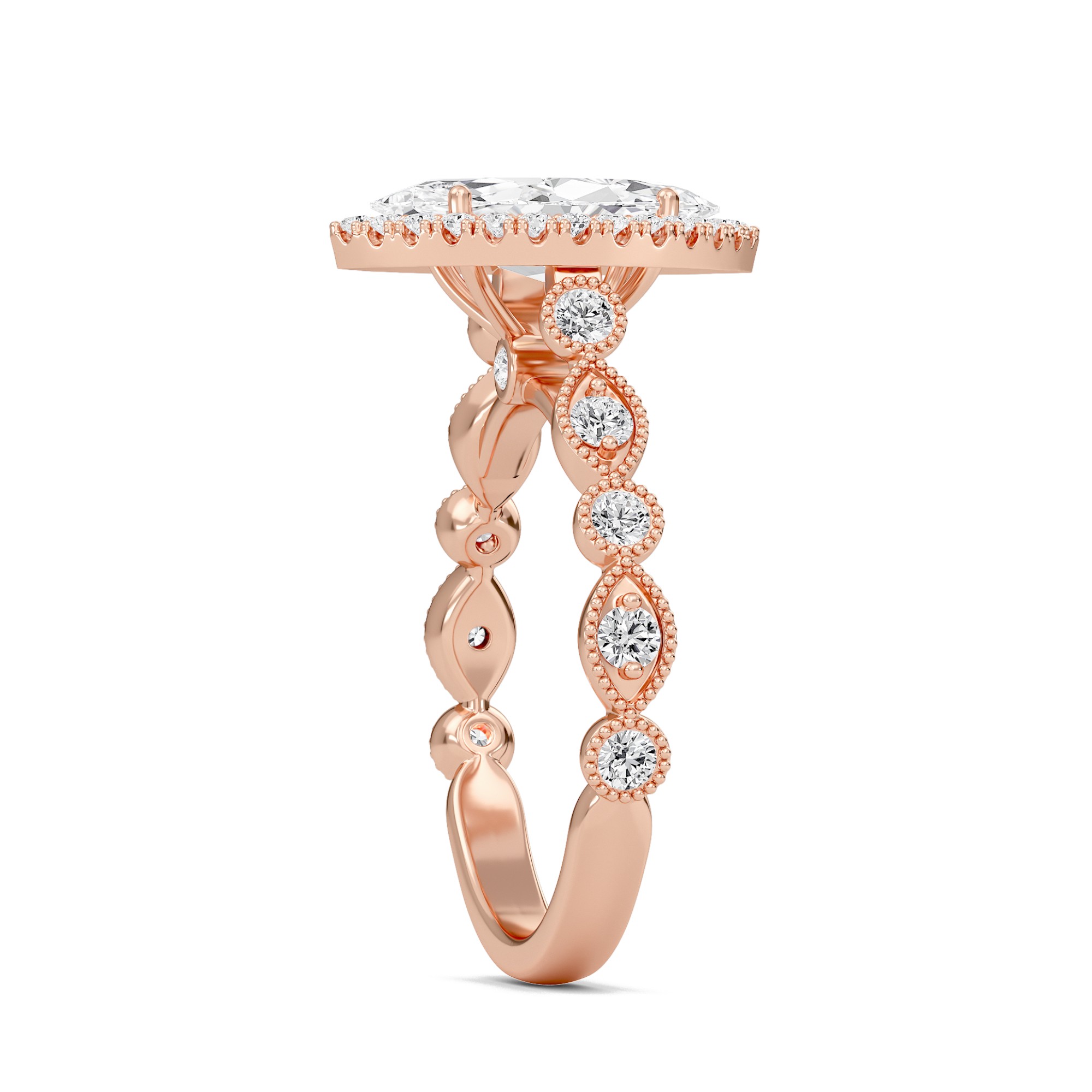 Cathedral Set Halo Side Stone Ring