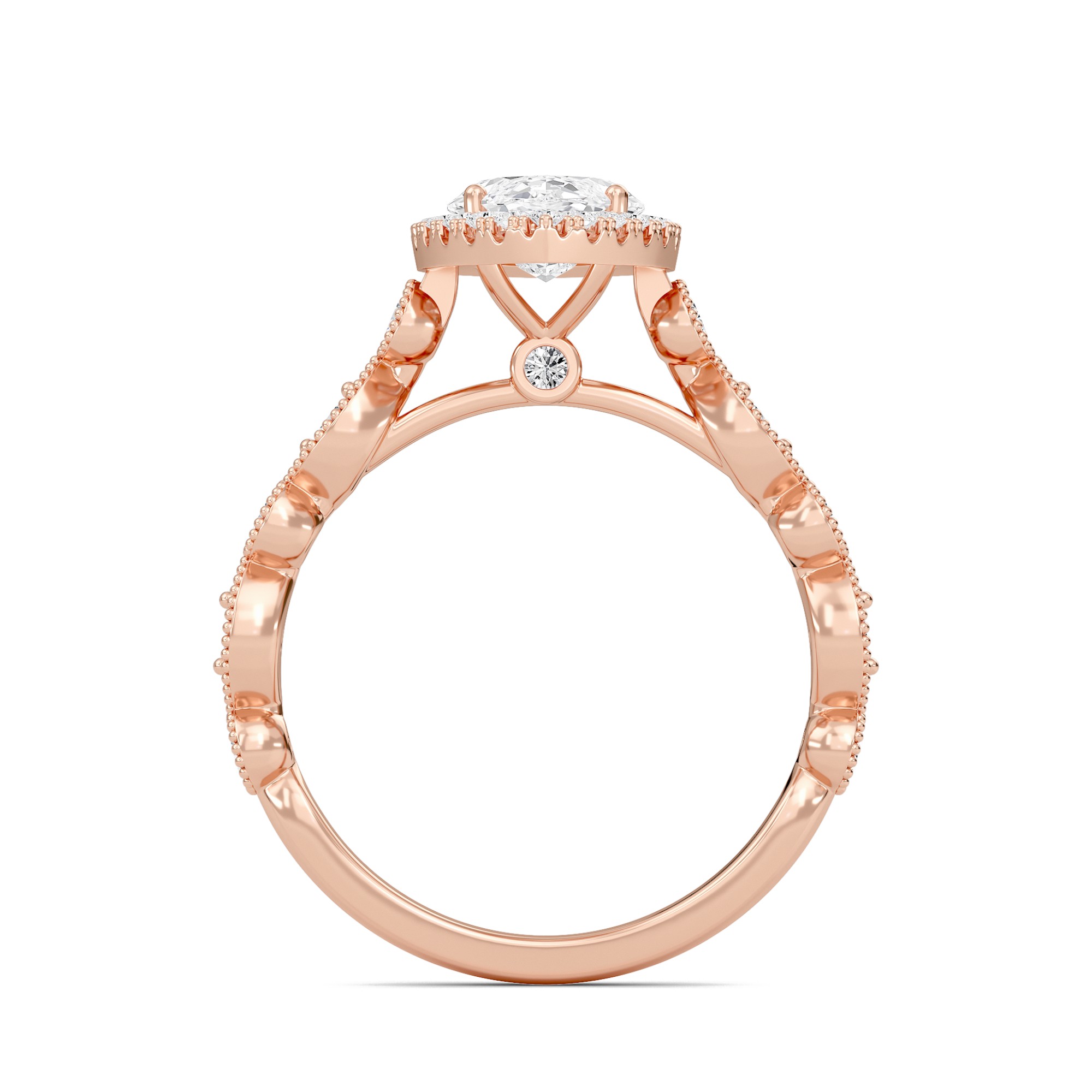Cathedral Set Halo Side Stone Ring