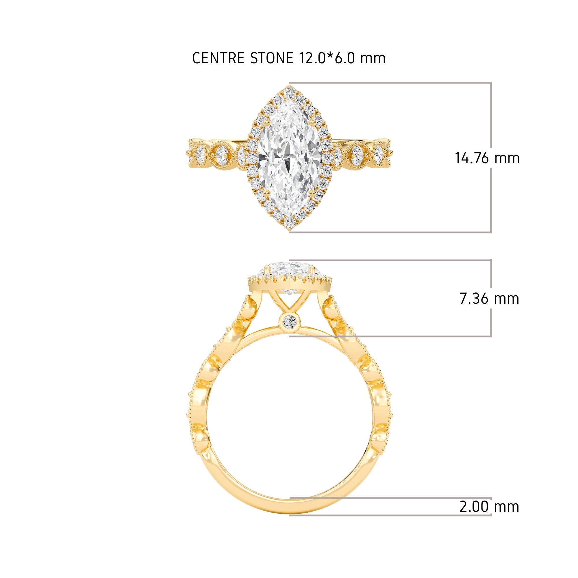 Cathedral Set Halo Side Stone Ring