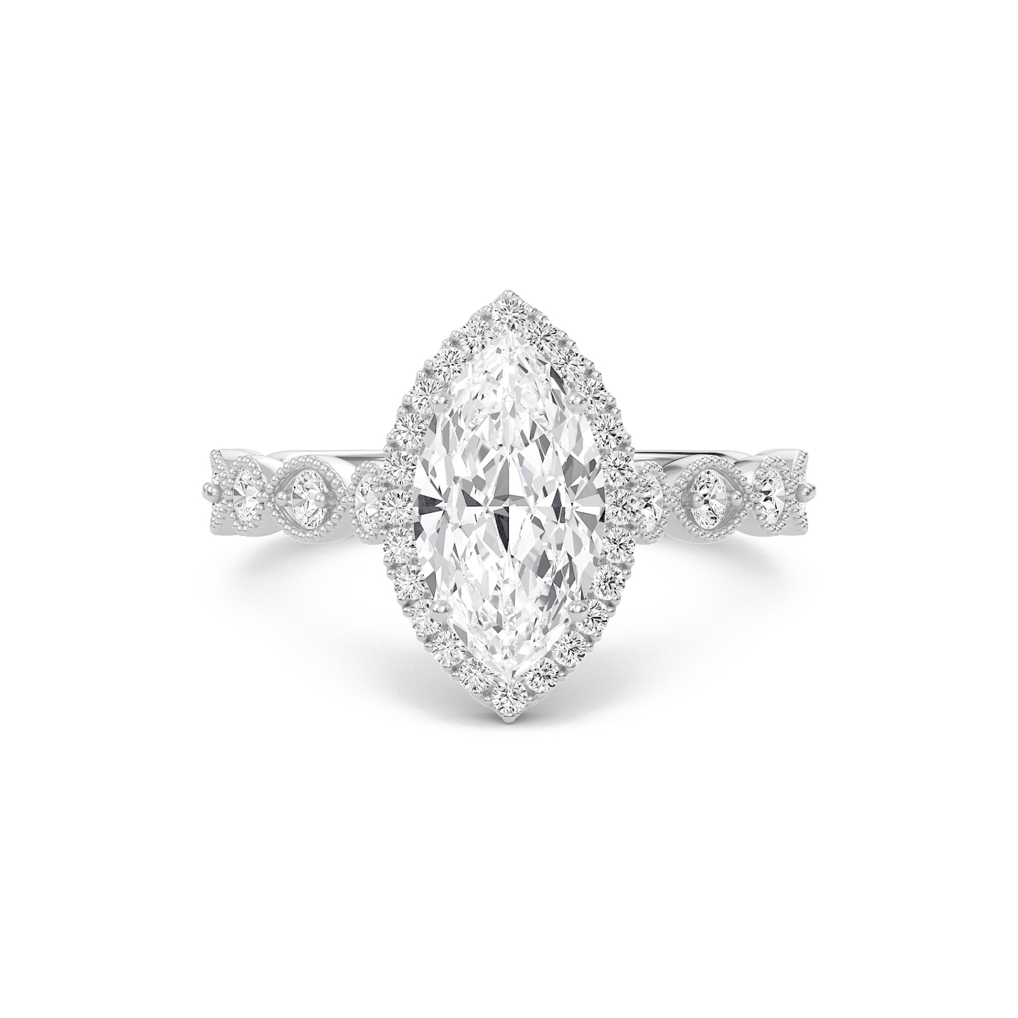 Cathedral Set Halo Side Stone Ring