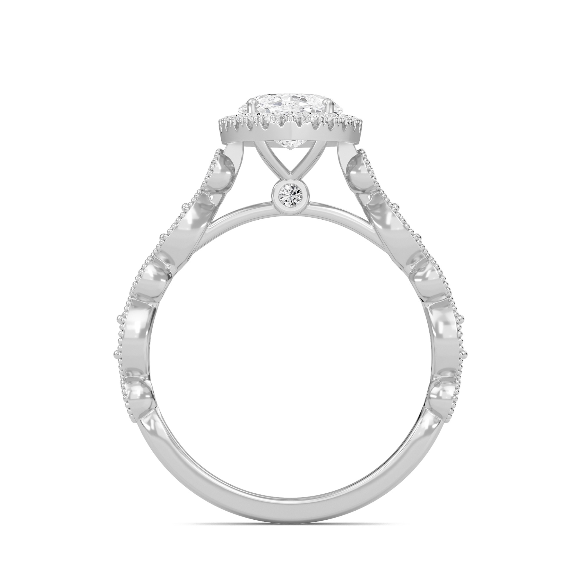 Cathedral Set Halo Side Stone Ring
