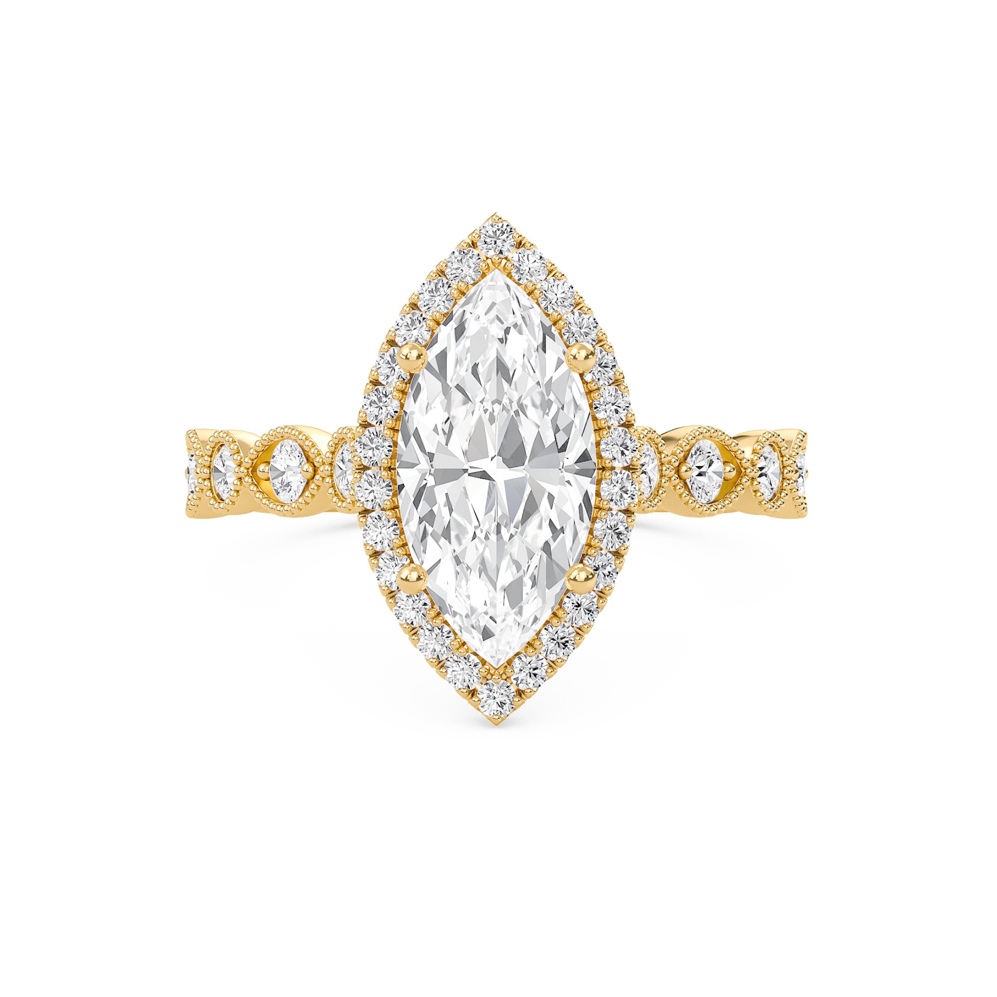 Cathedral Set Halo Side Stone Ring