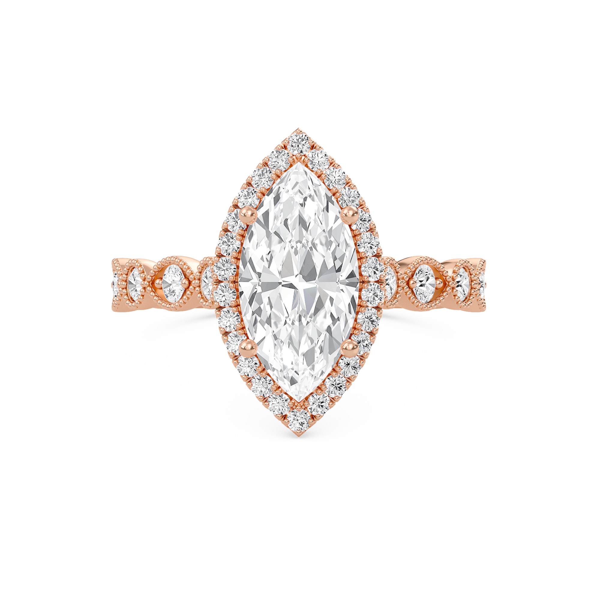 Cathedral Set Halo Side Stone Ring