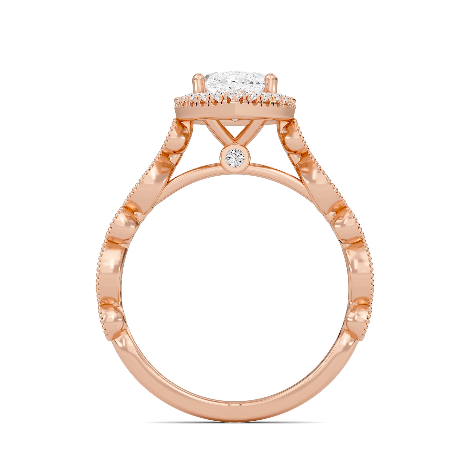 Cathedral Set Halo Side Stone Ring