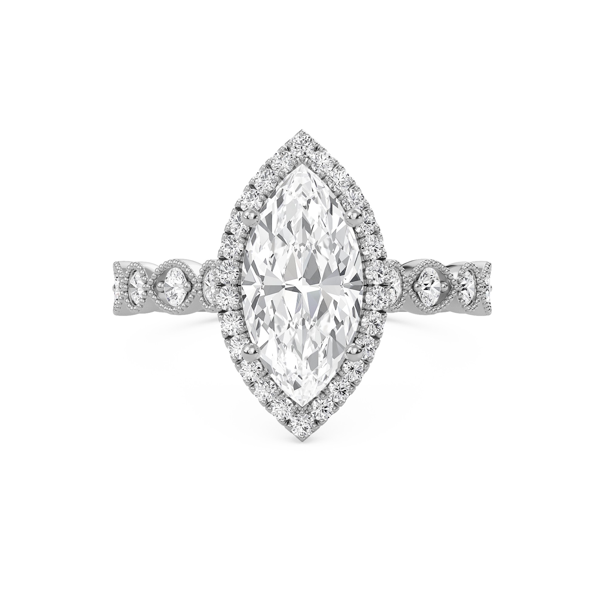 Cathedral Set Halo Side Stone Ring