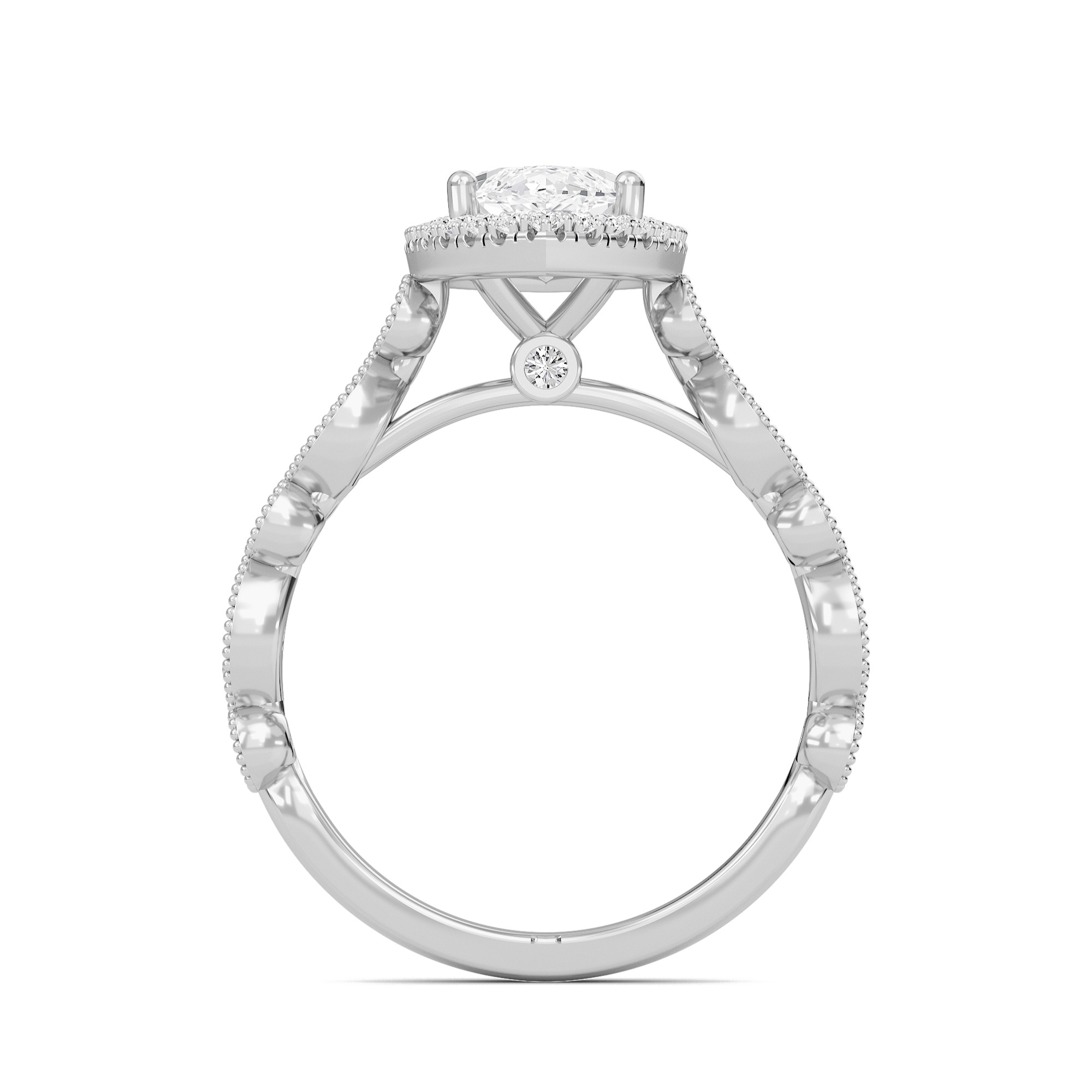 Cathedral Set Halo Side Stone Ring
