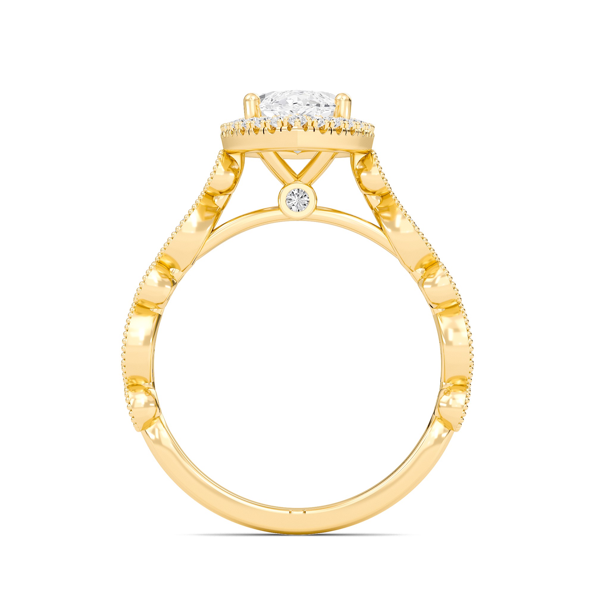 Cathedral Set Halo Side Stone Ring