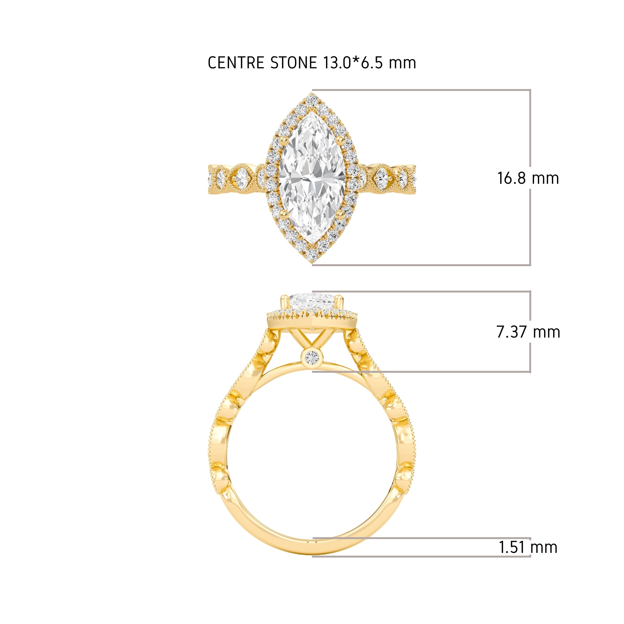 Cathedral Set Halo Side Stone Ring