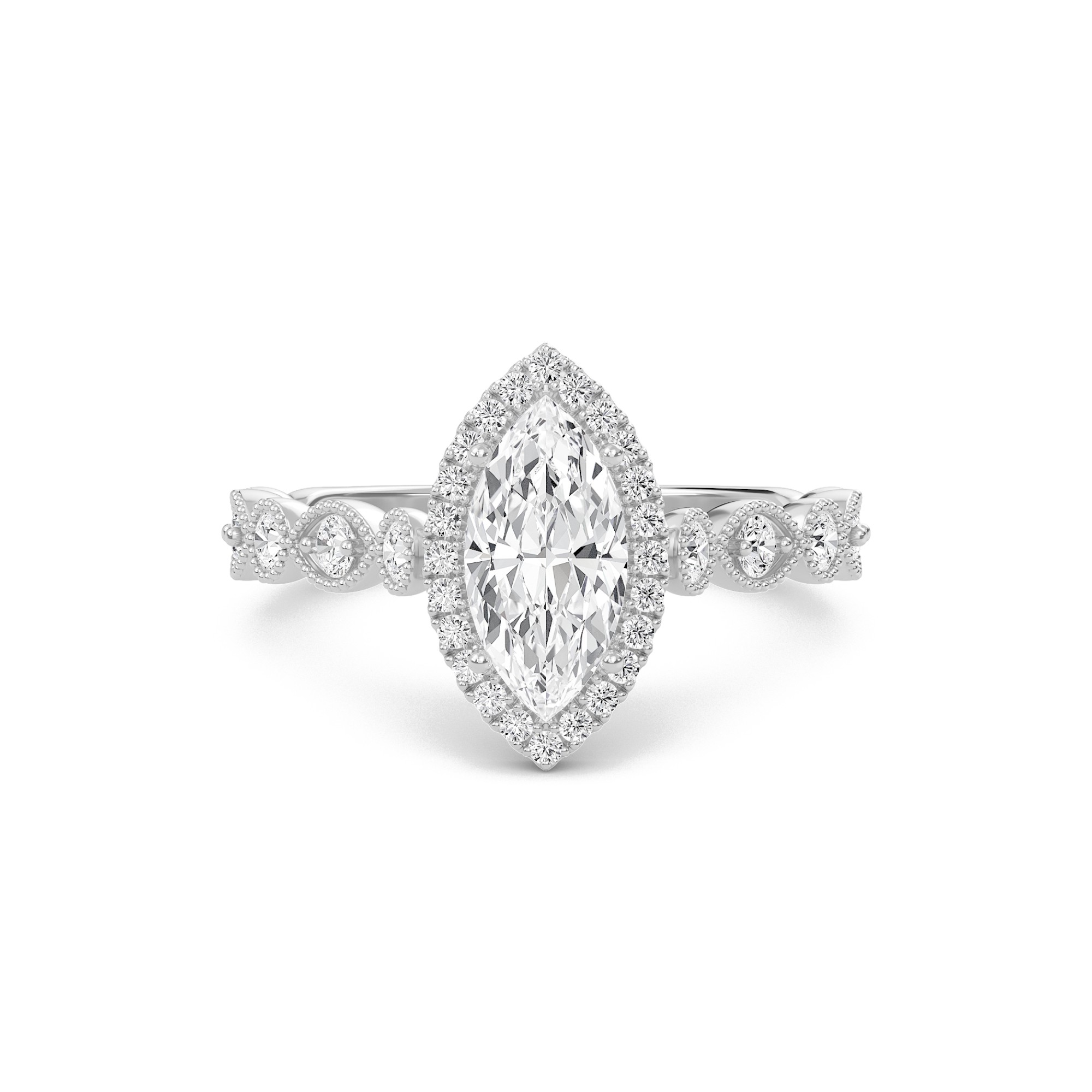 Cathedral Set Halo Side Stone Ring