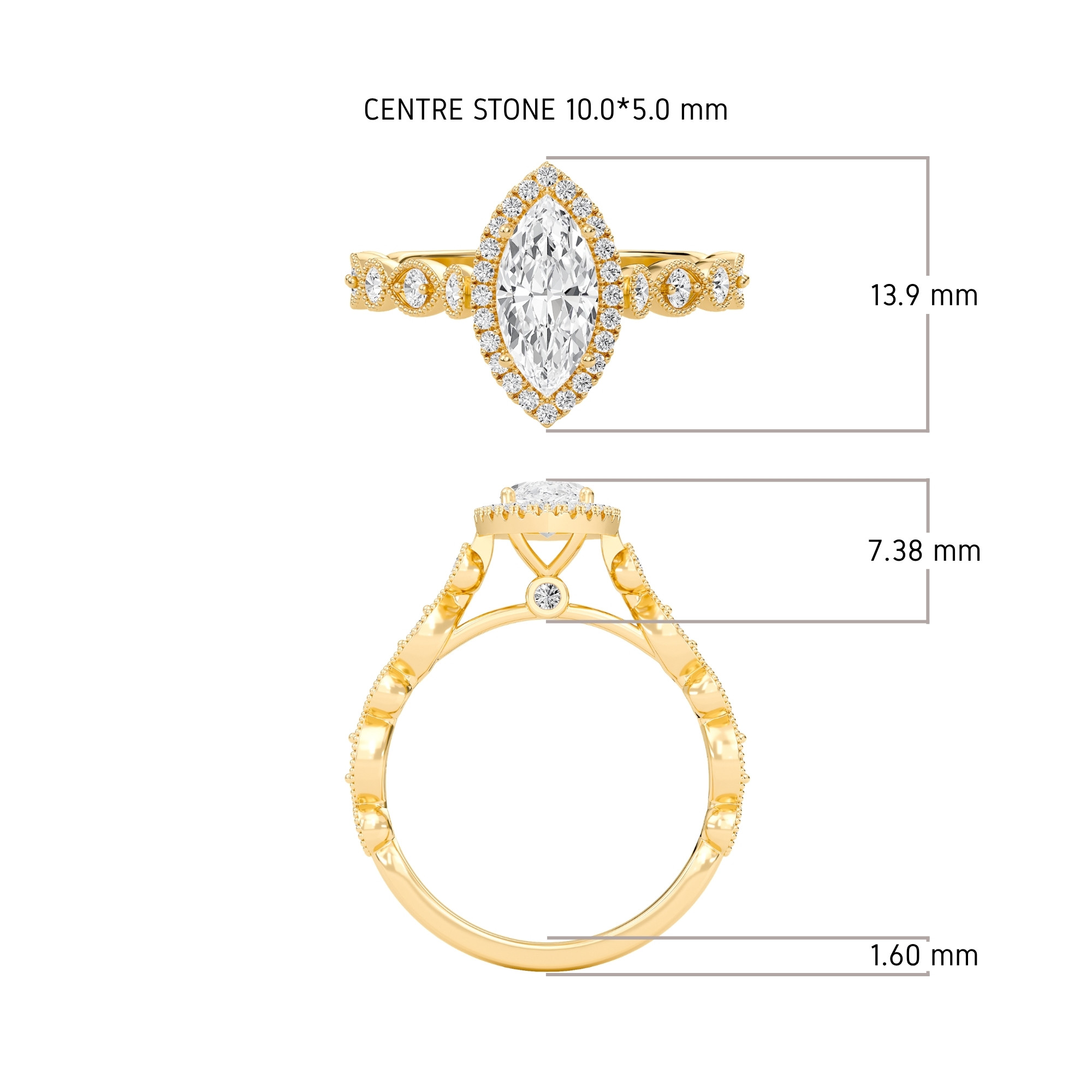 Cathedral Set Halo Side Stone Ring