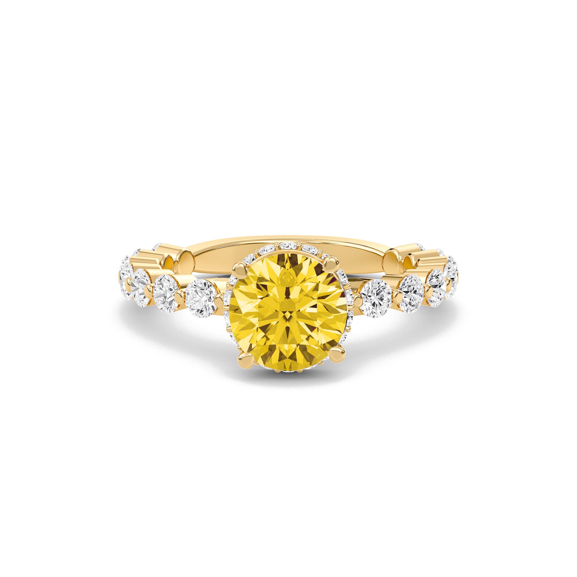 Citrine Prong Set Side Stone Ring