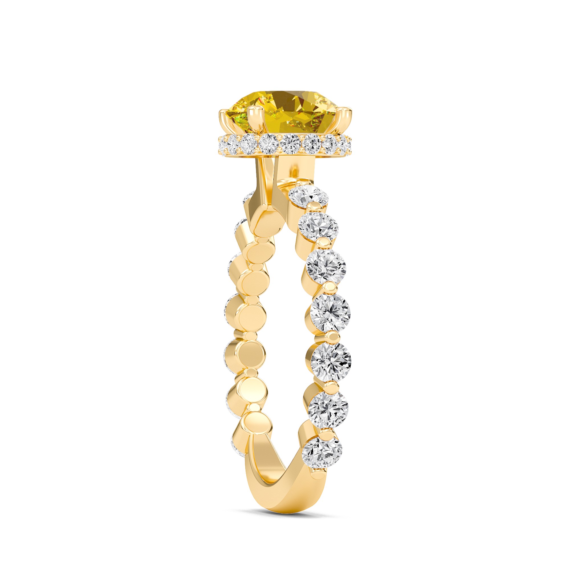 Citrine Prong Set Side Stone Ring