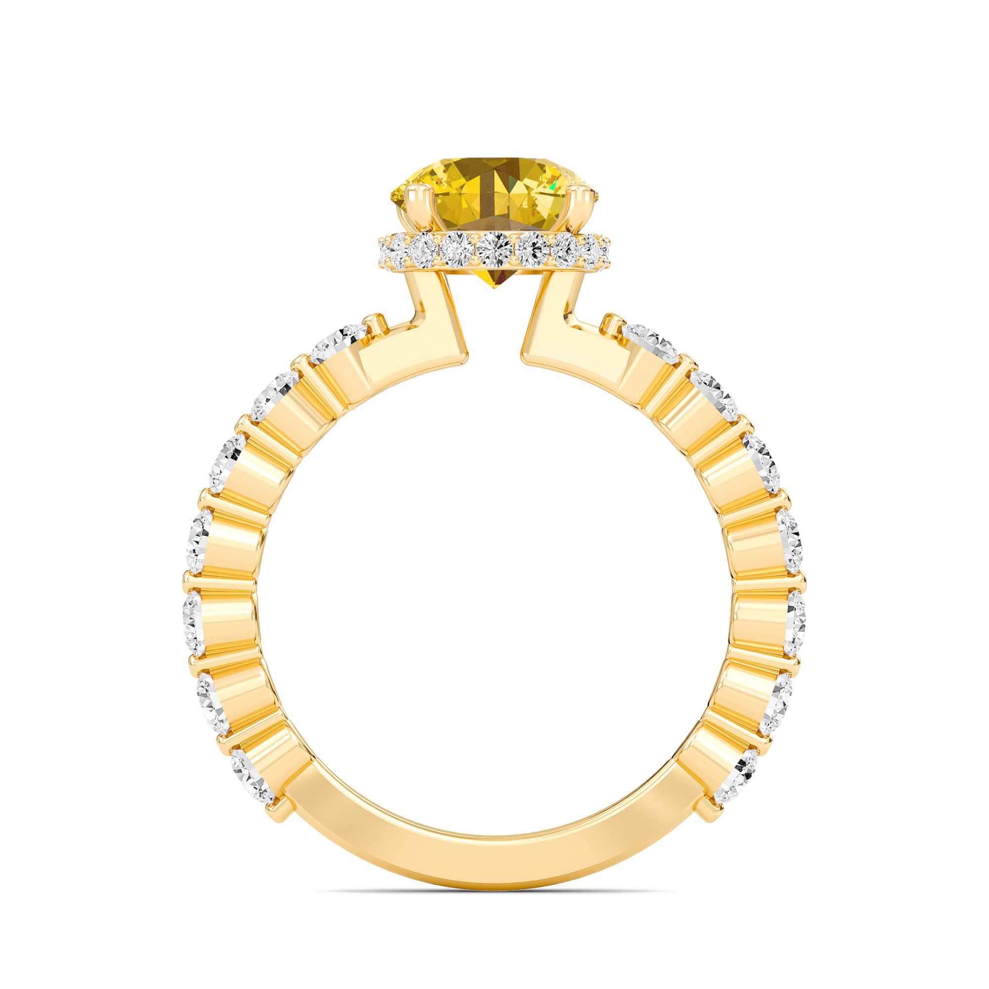Citrine Prong Set Side Stone Ring