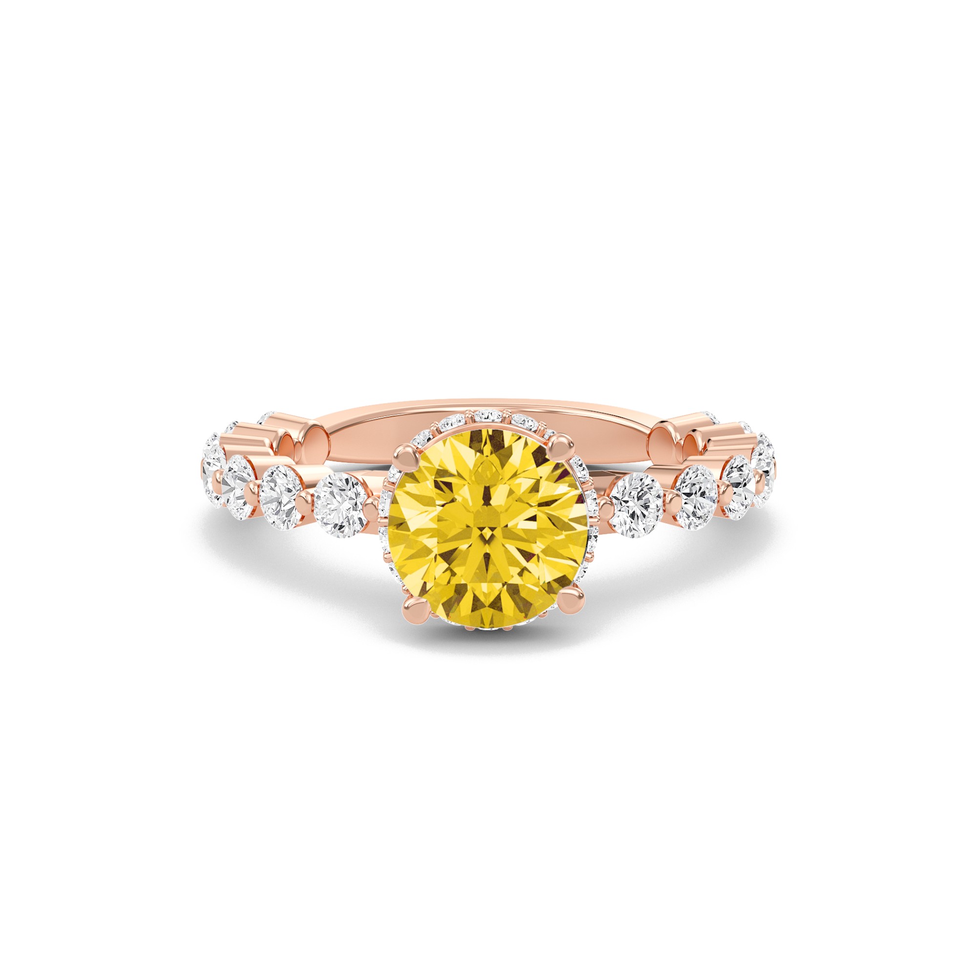 Citrine Prong Set Side Stone Ring