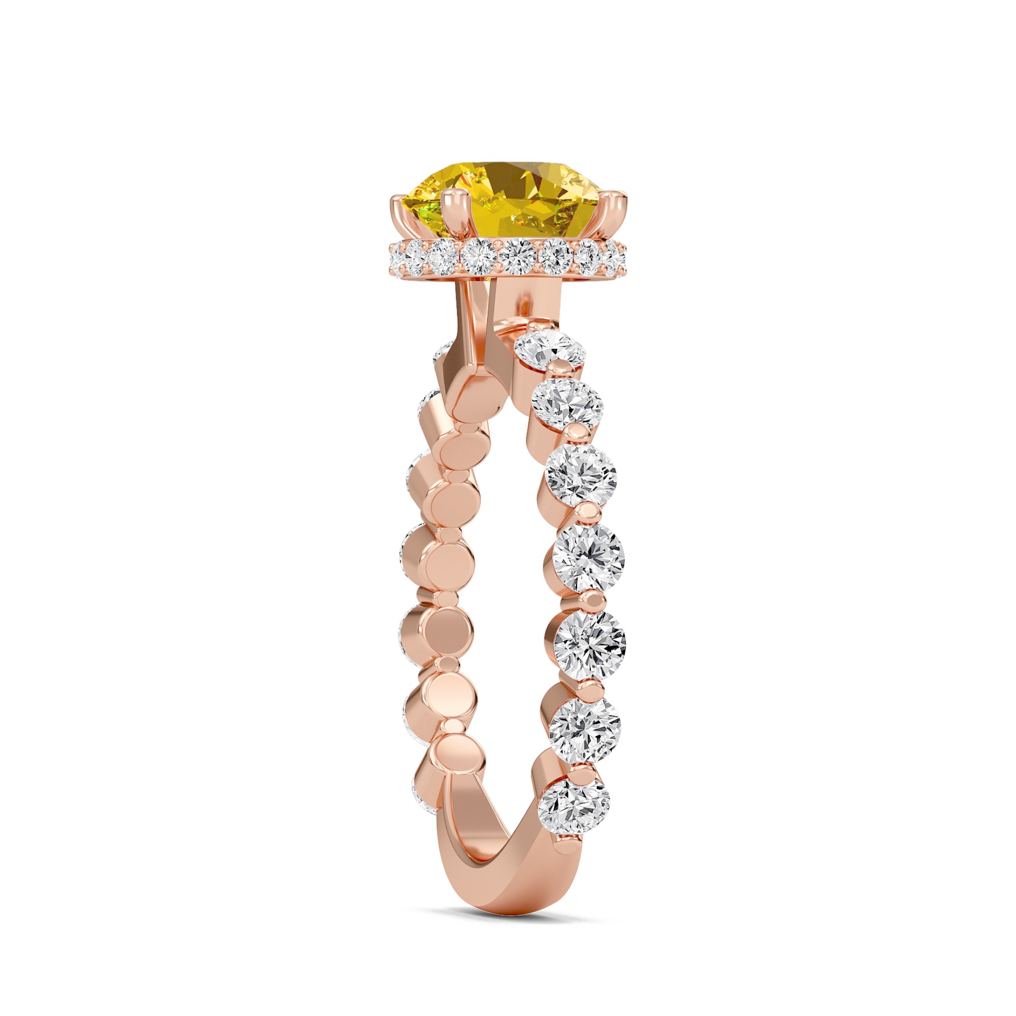 Citrine Prong Set Side Stone Ring