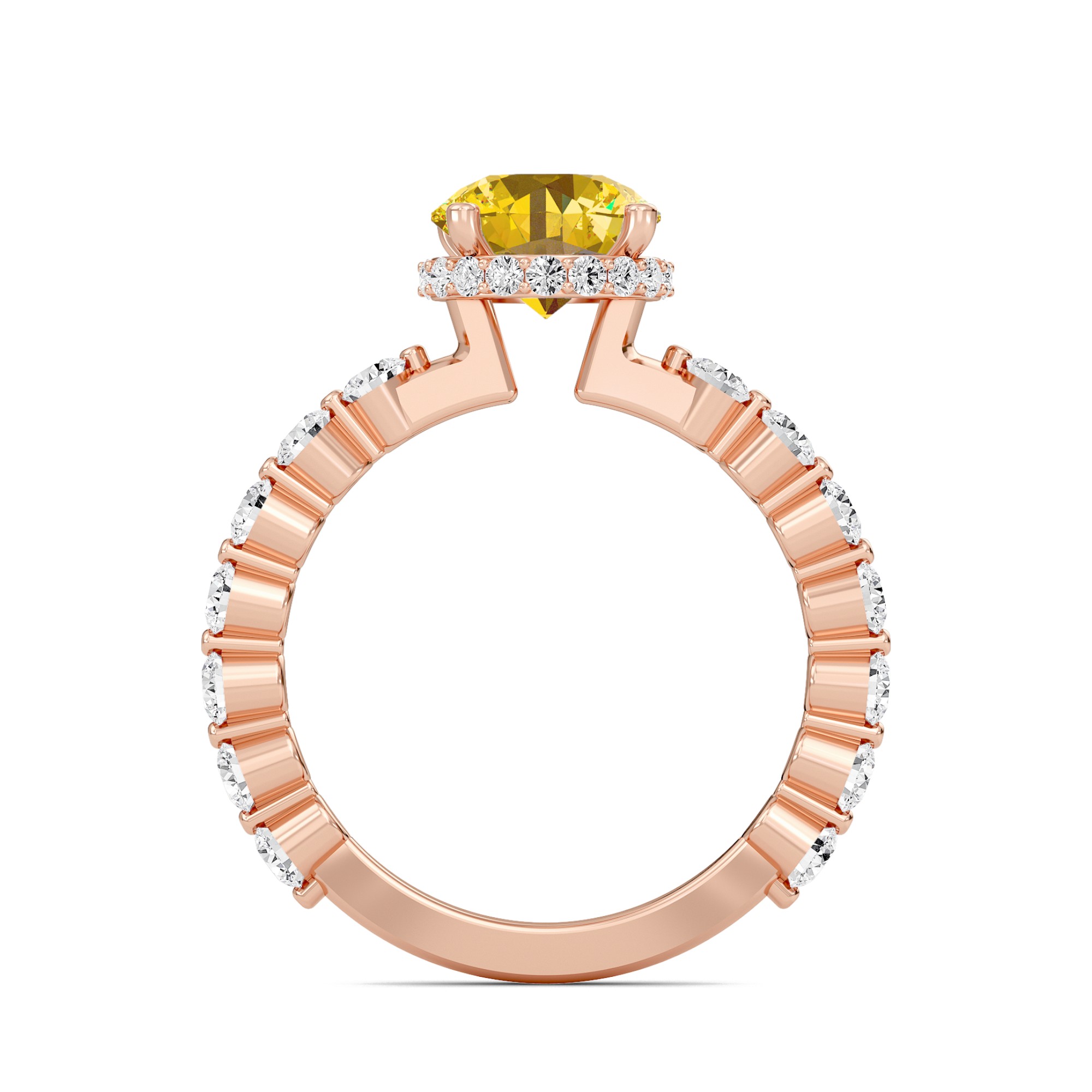 Citrine Prong Set Side Stone Ring