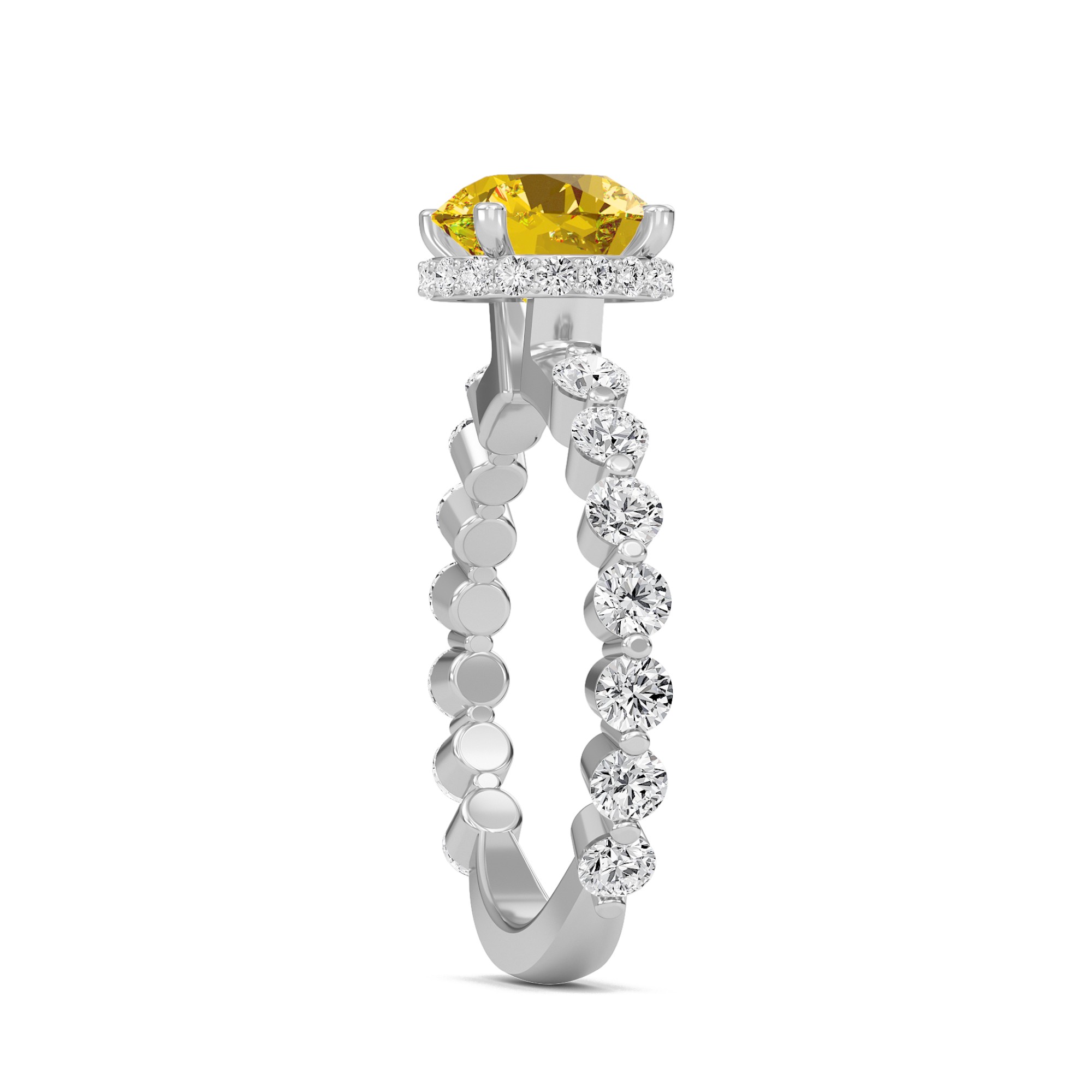 Citrine Prong Set Side Stone Ring