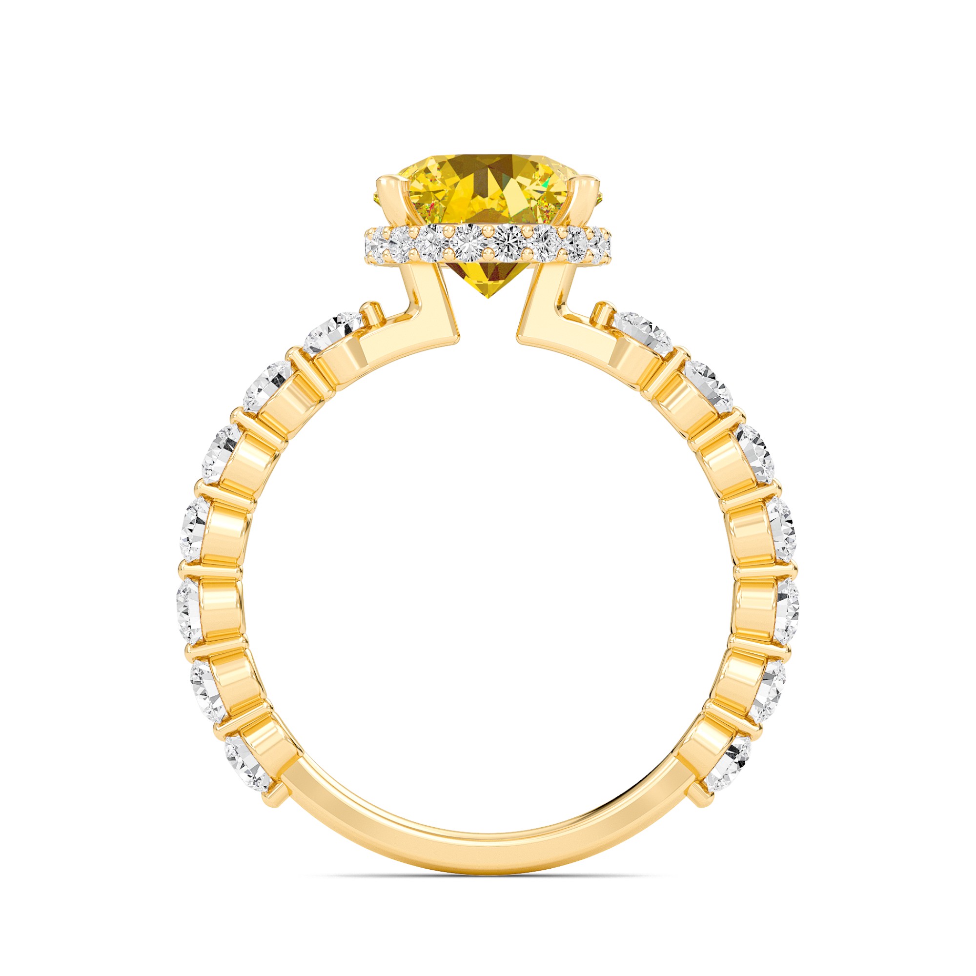 Citrine Prong Set Side Stone Ring