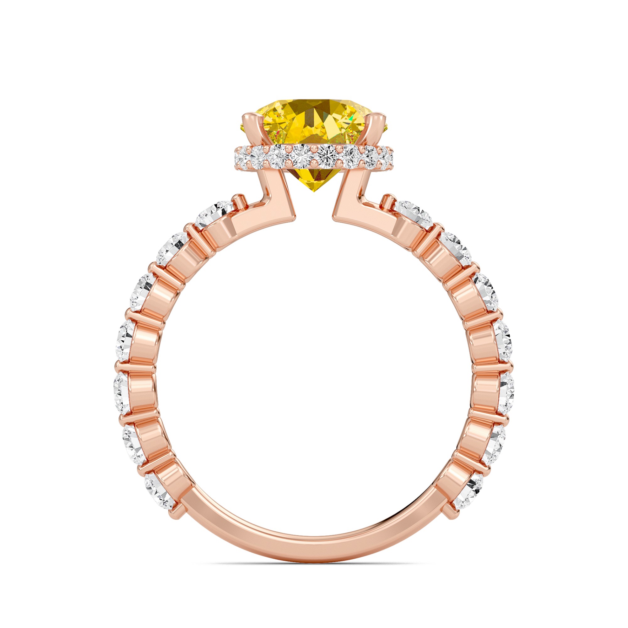 Citrine Prong Set Side Stone Ring