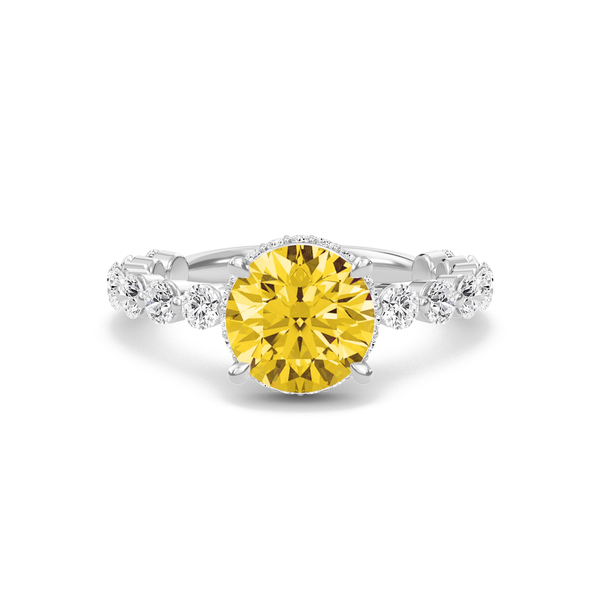 Citrine Prong Set Side Stone Ring