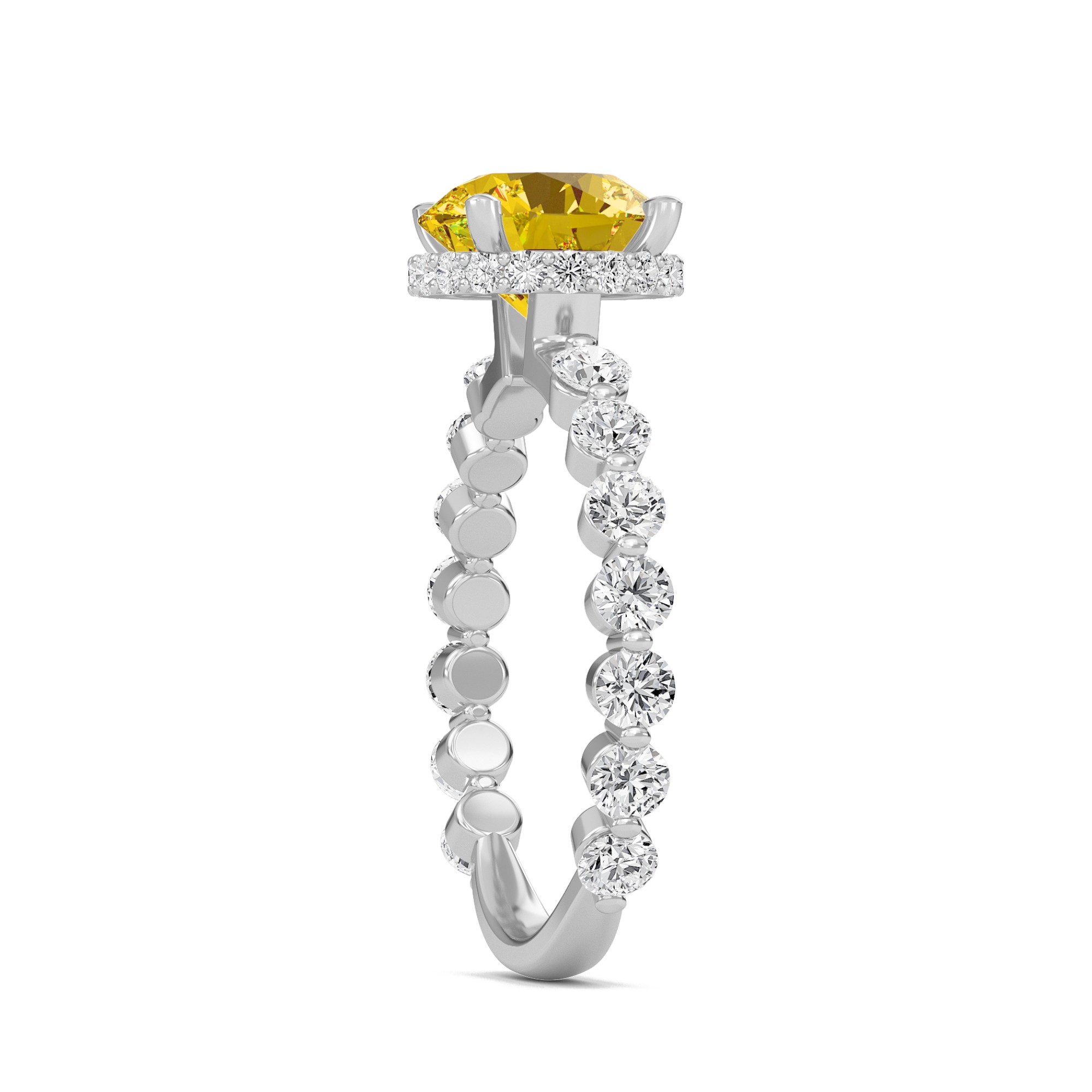 Citrine Prong Set Side Stone Ring