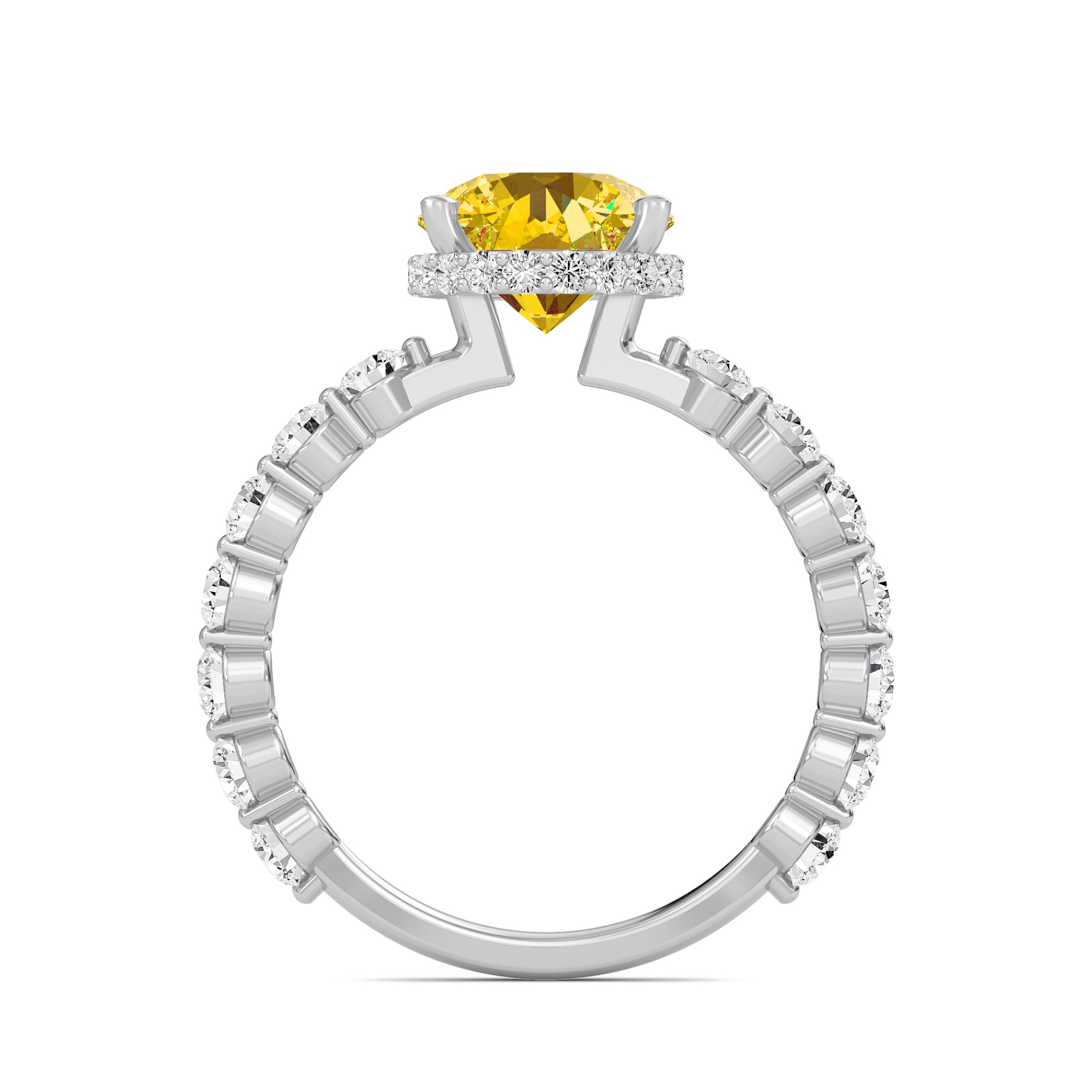 Citrine Prong Set Side Stone Ring