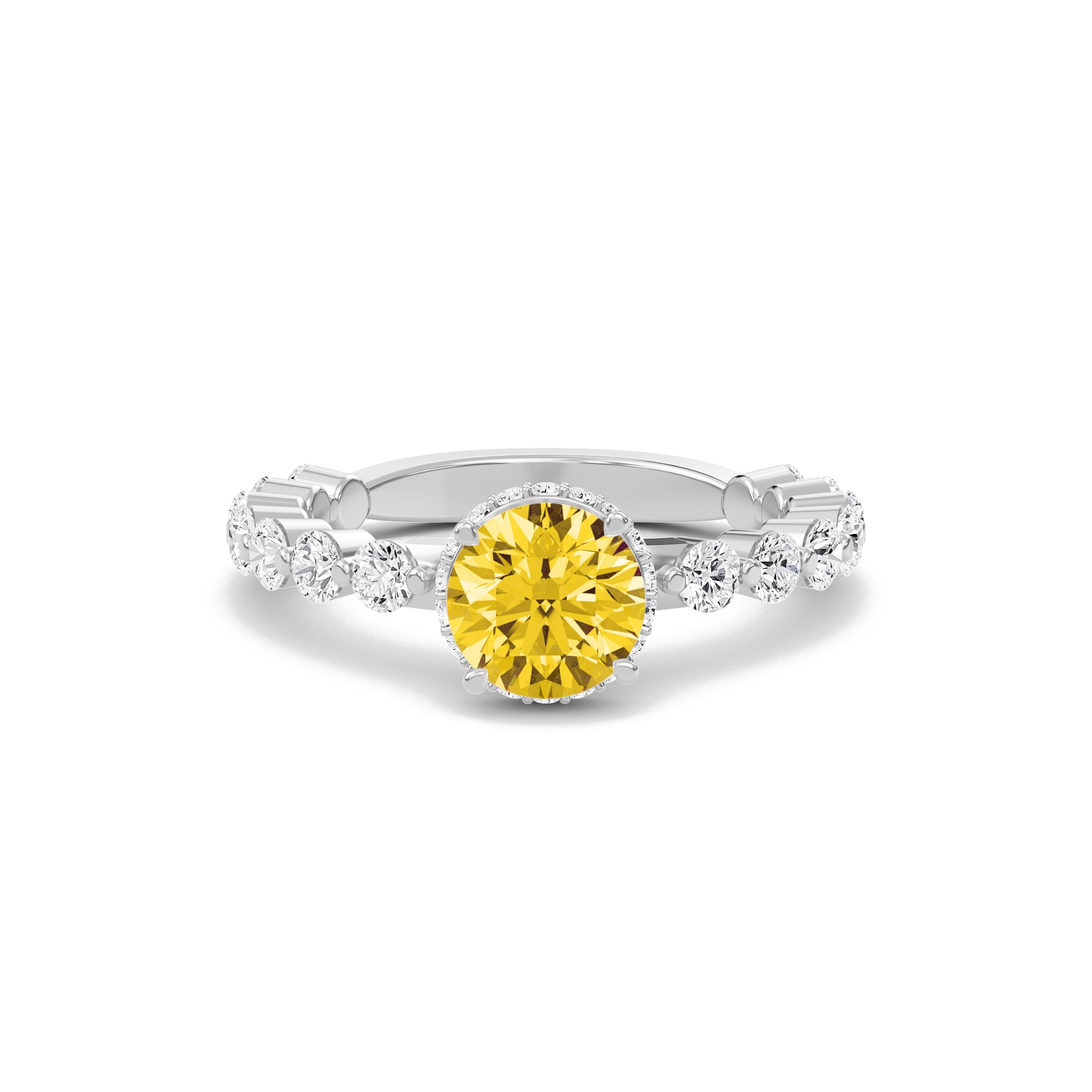 Citrine Prong Set Side Stone Ring