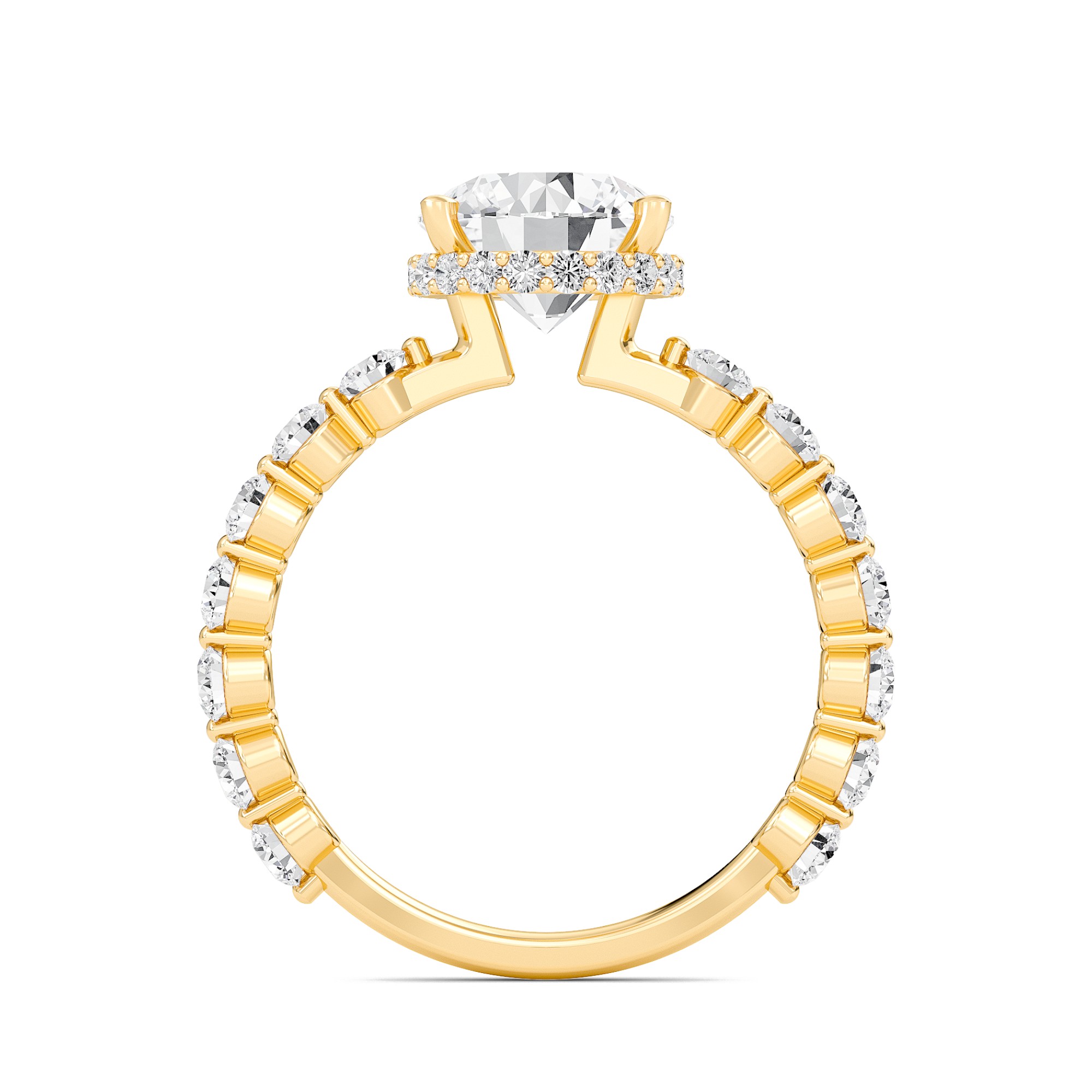 Round Prong Set Side Stone Ring