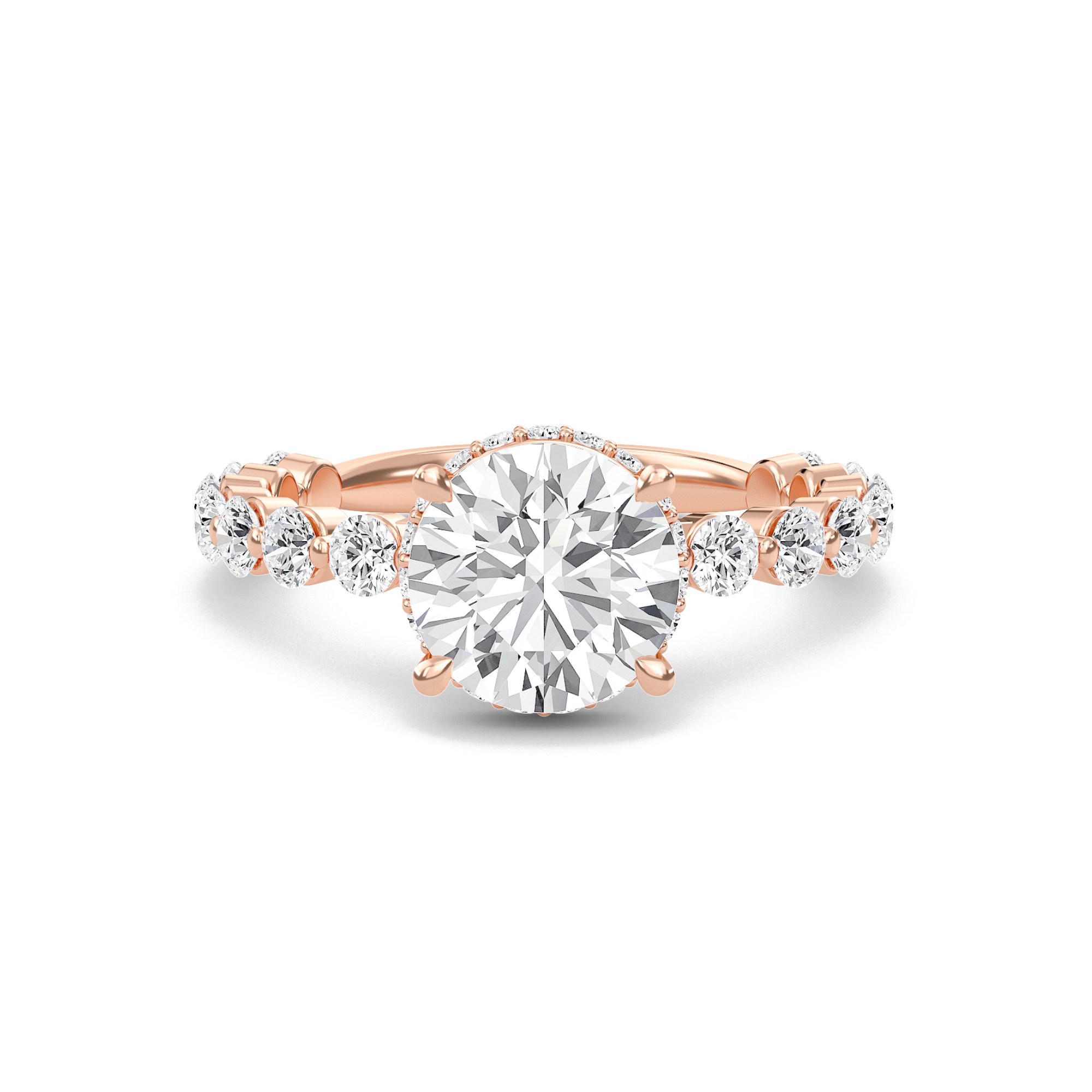 Round Prong Set Side Stone Ring