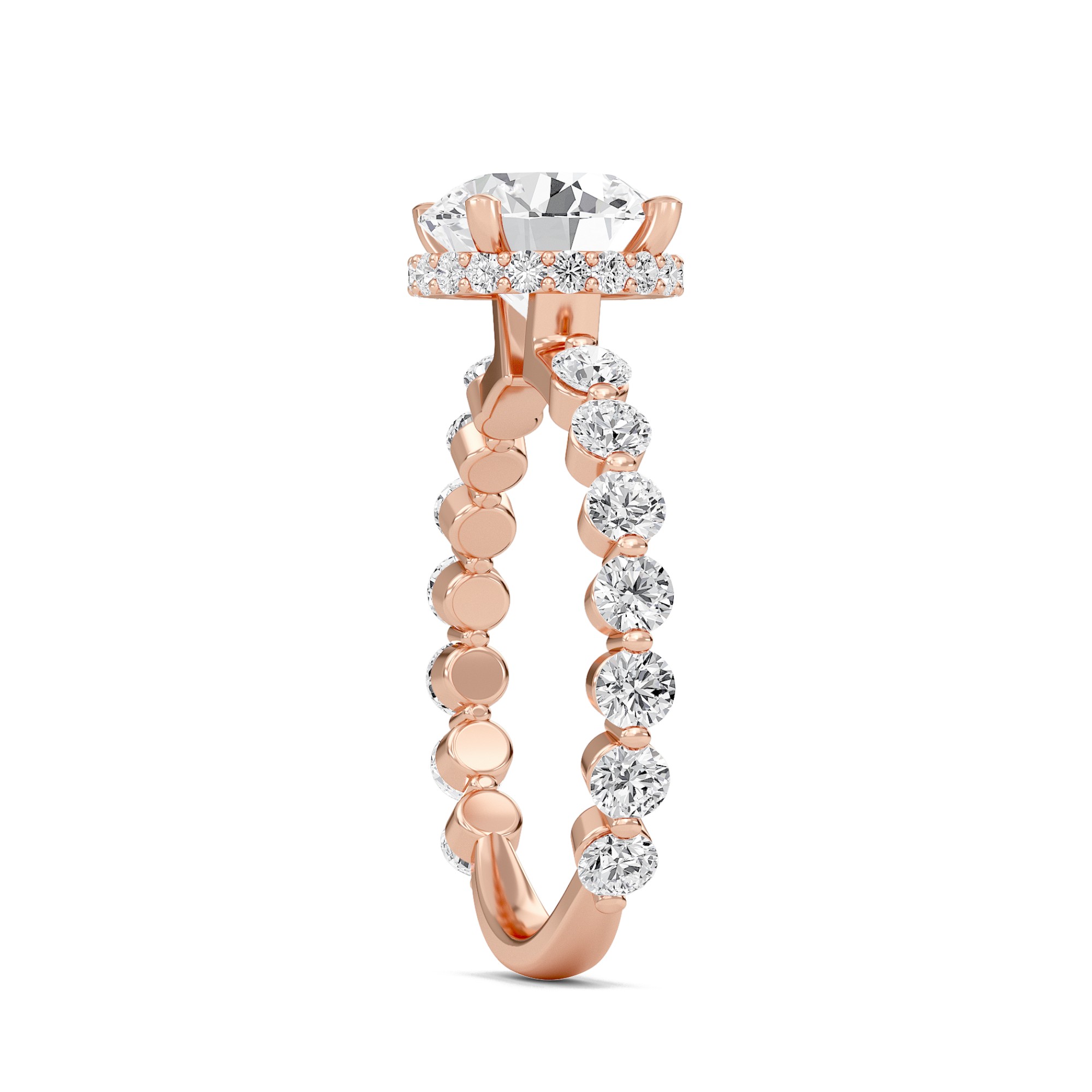 Round Prong Set Side Stone Ring