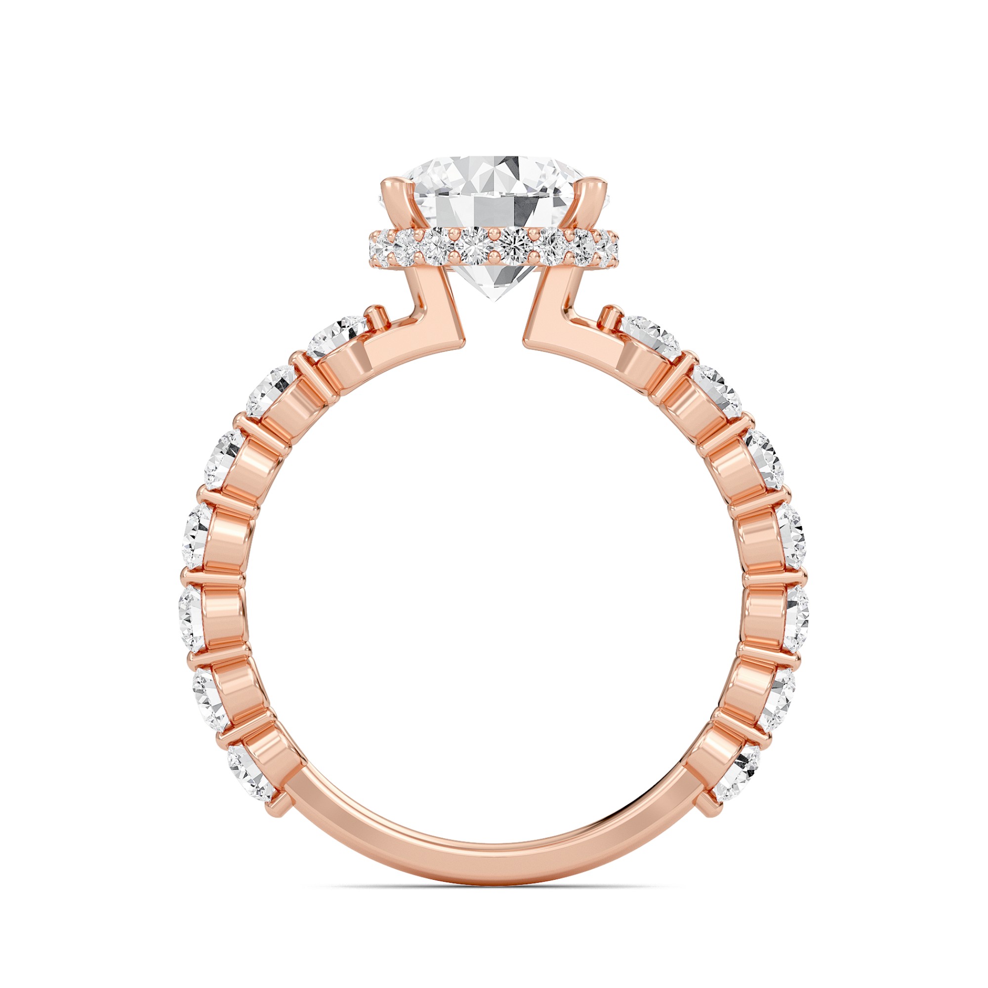 Round Prong Set Side Stone Ring