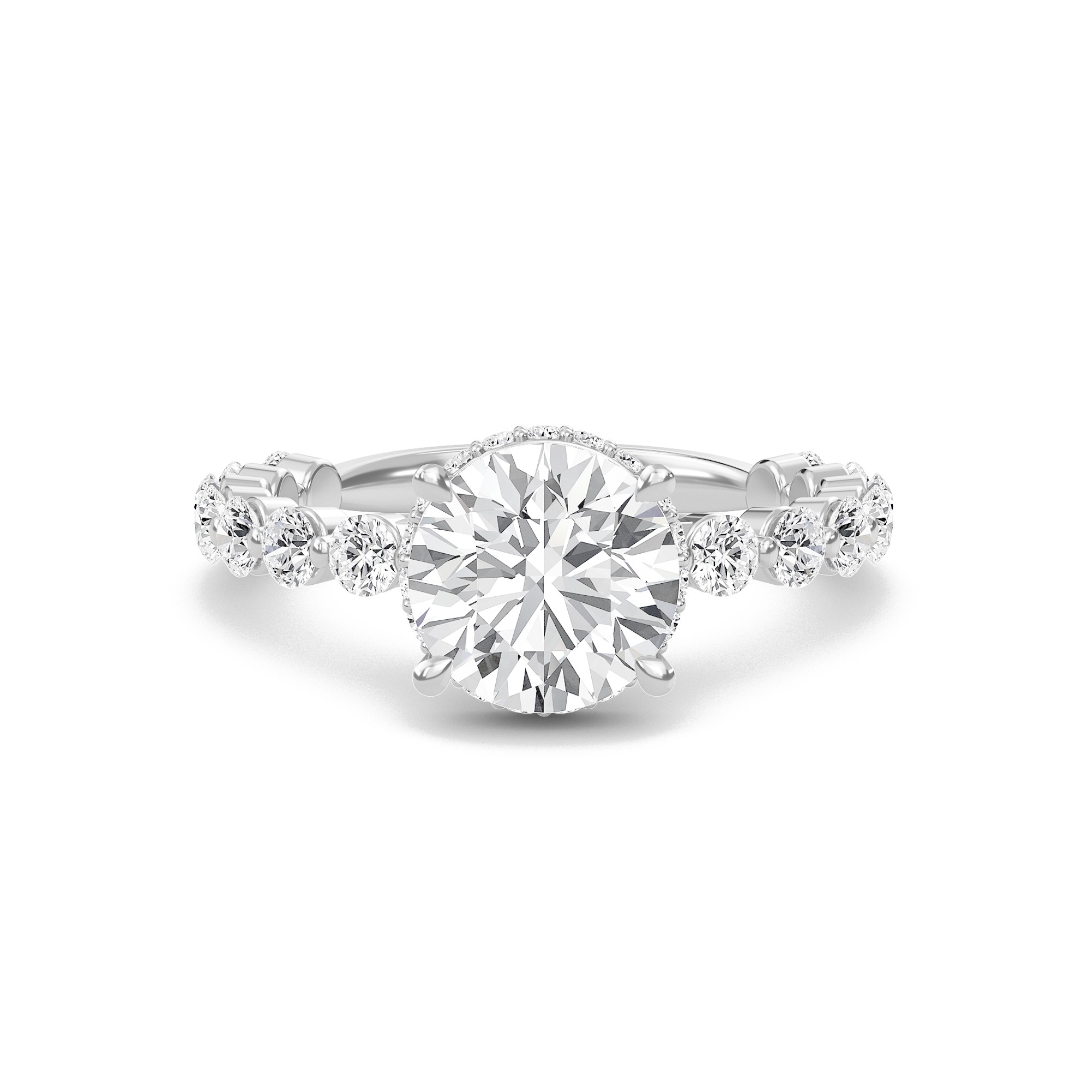 Round Prong Set Side Stone Ring