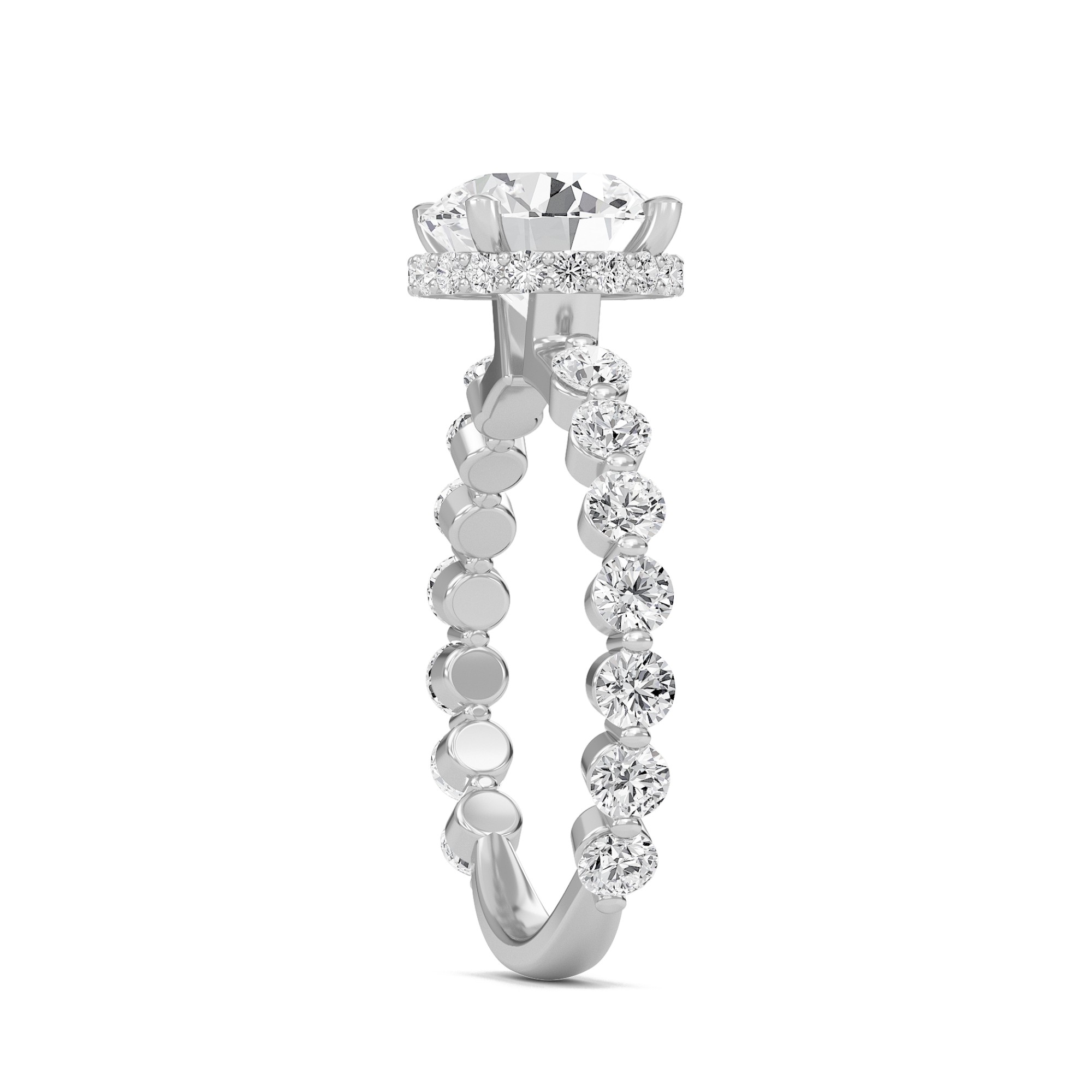 Round Prong Set Side Stone Ring