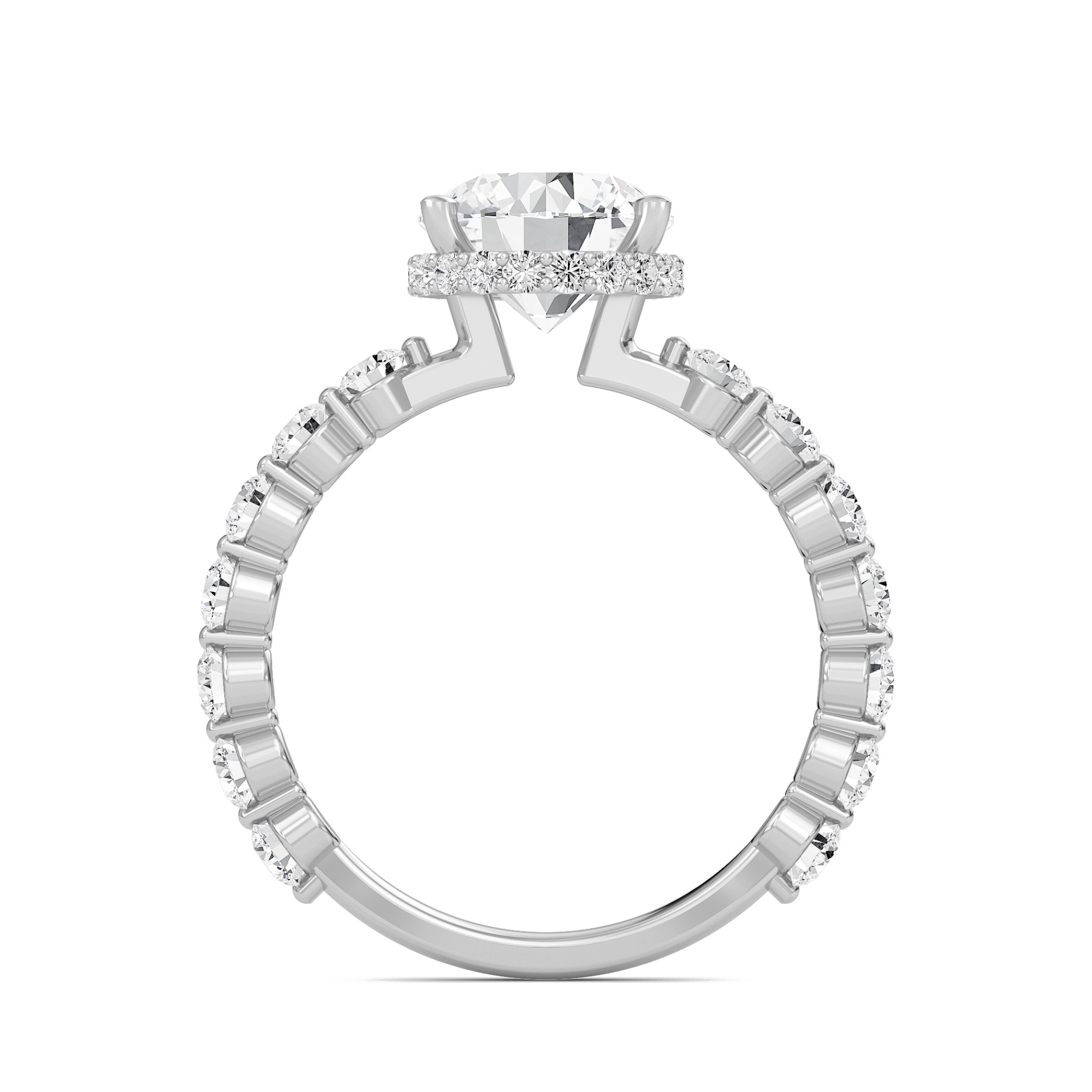 Round Prong Set Side Stone Ring