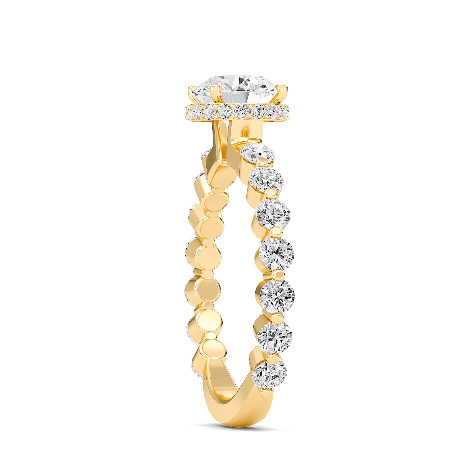 Round Prong Set Side Stone Ring