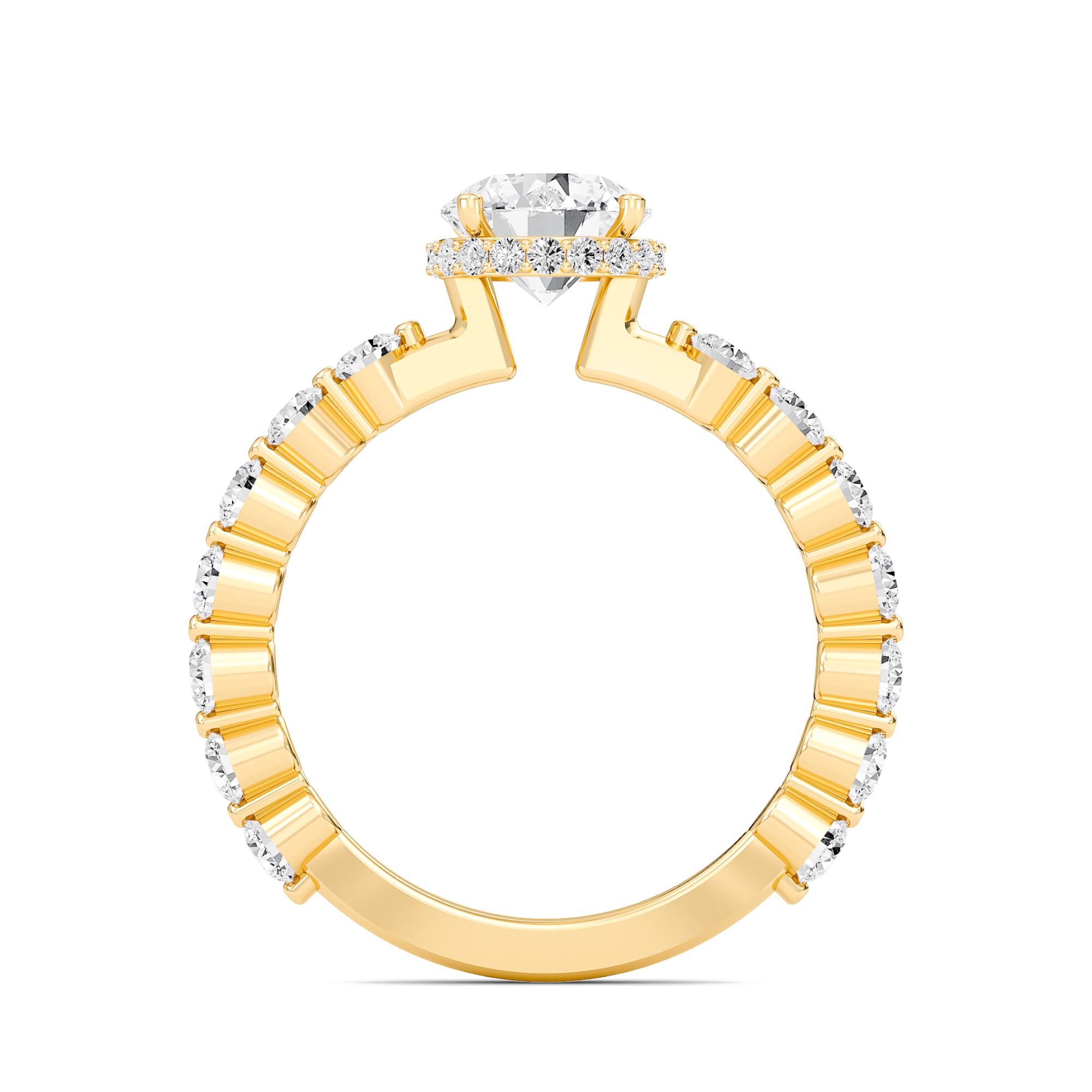 Round Prong Set Side Stone Ring