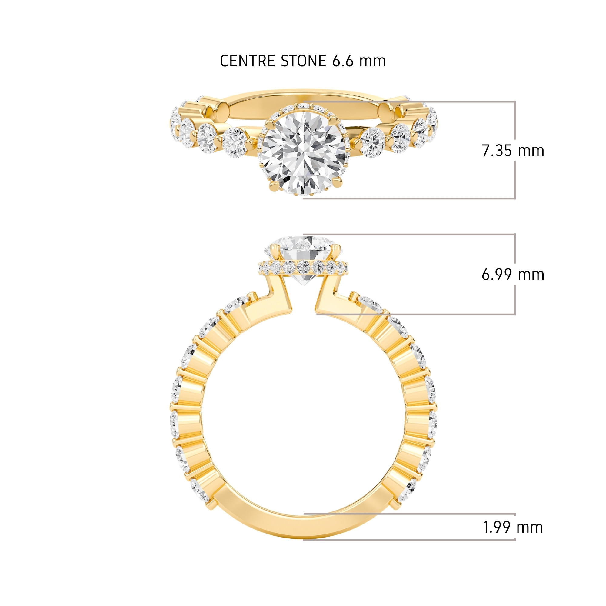 Round Prong Set Side Stone Ring