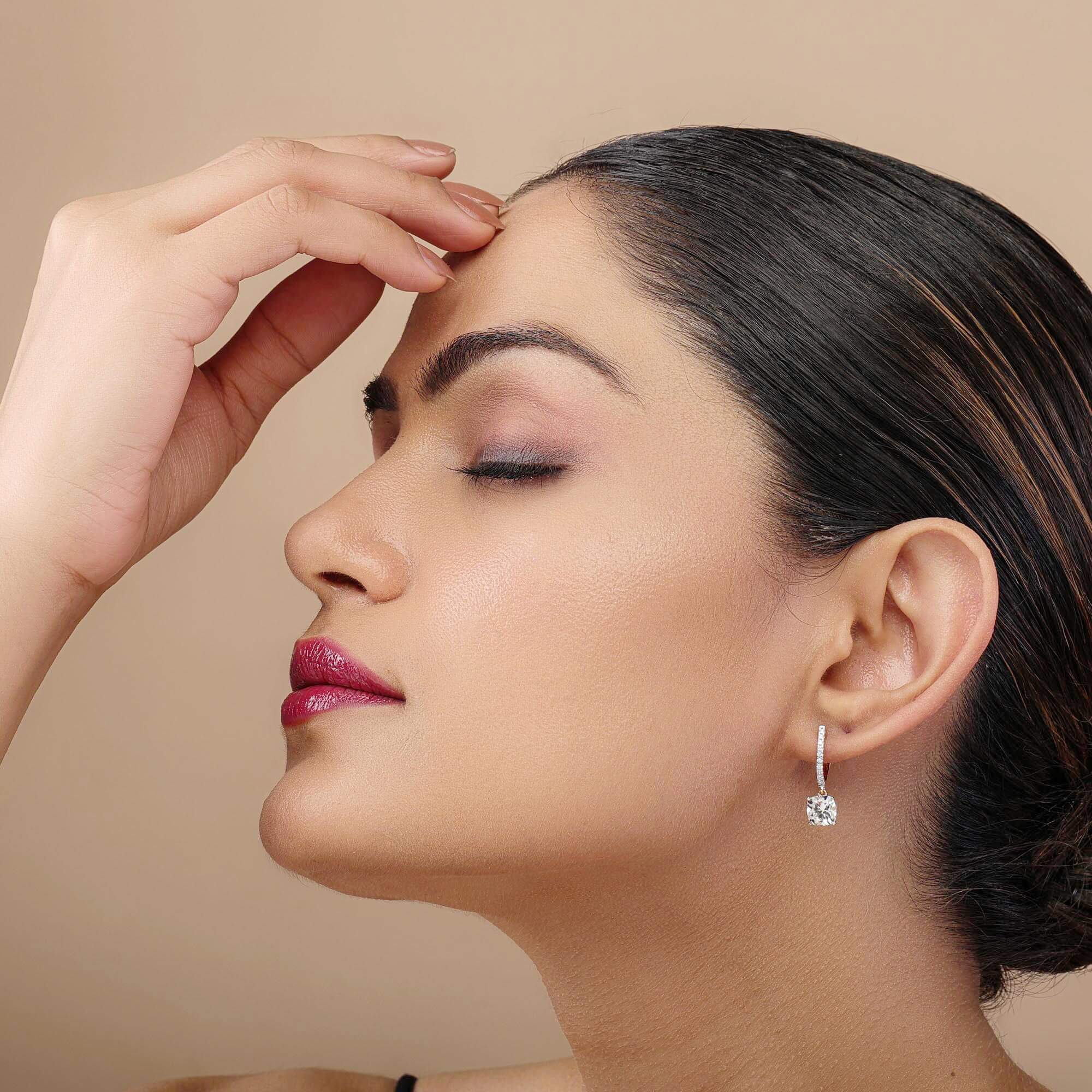 Cushion Drop Hoop Earring