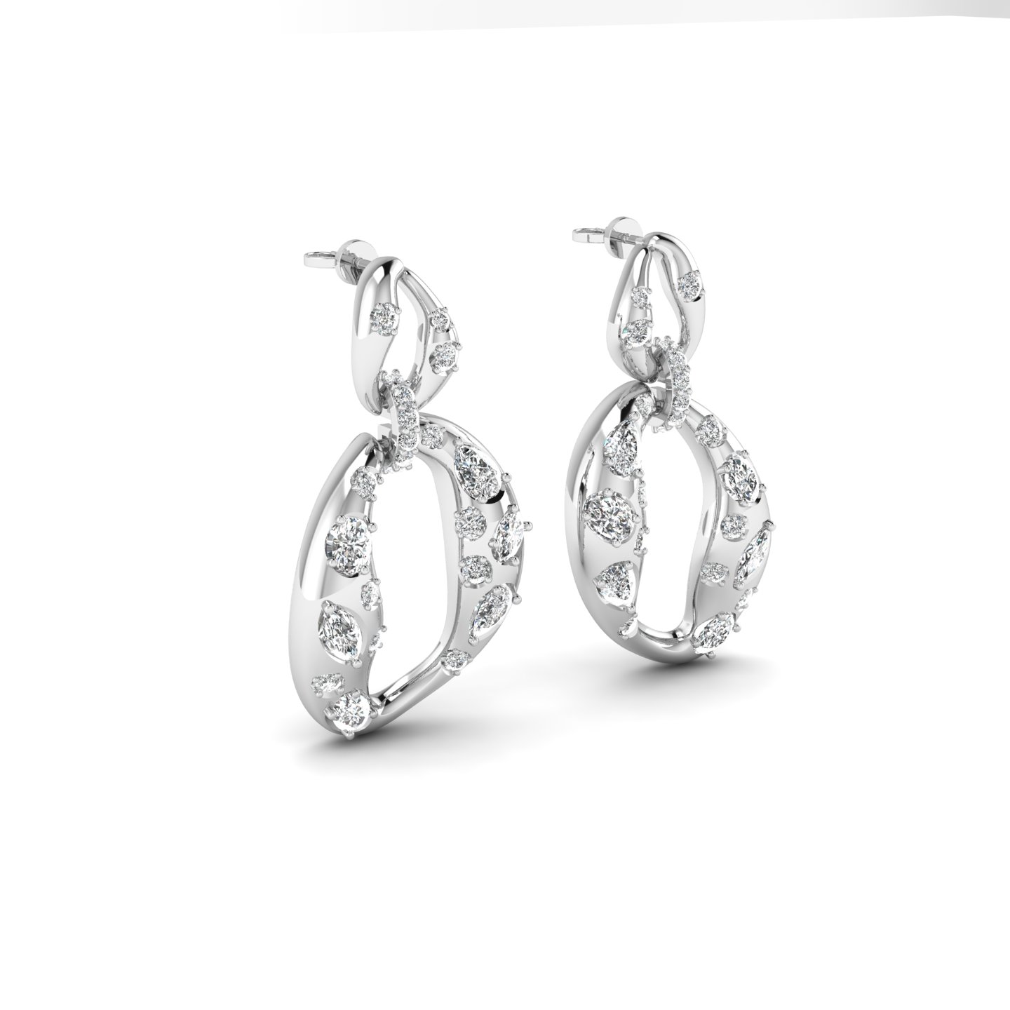 Molten Gold Diamond Drop Earrings